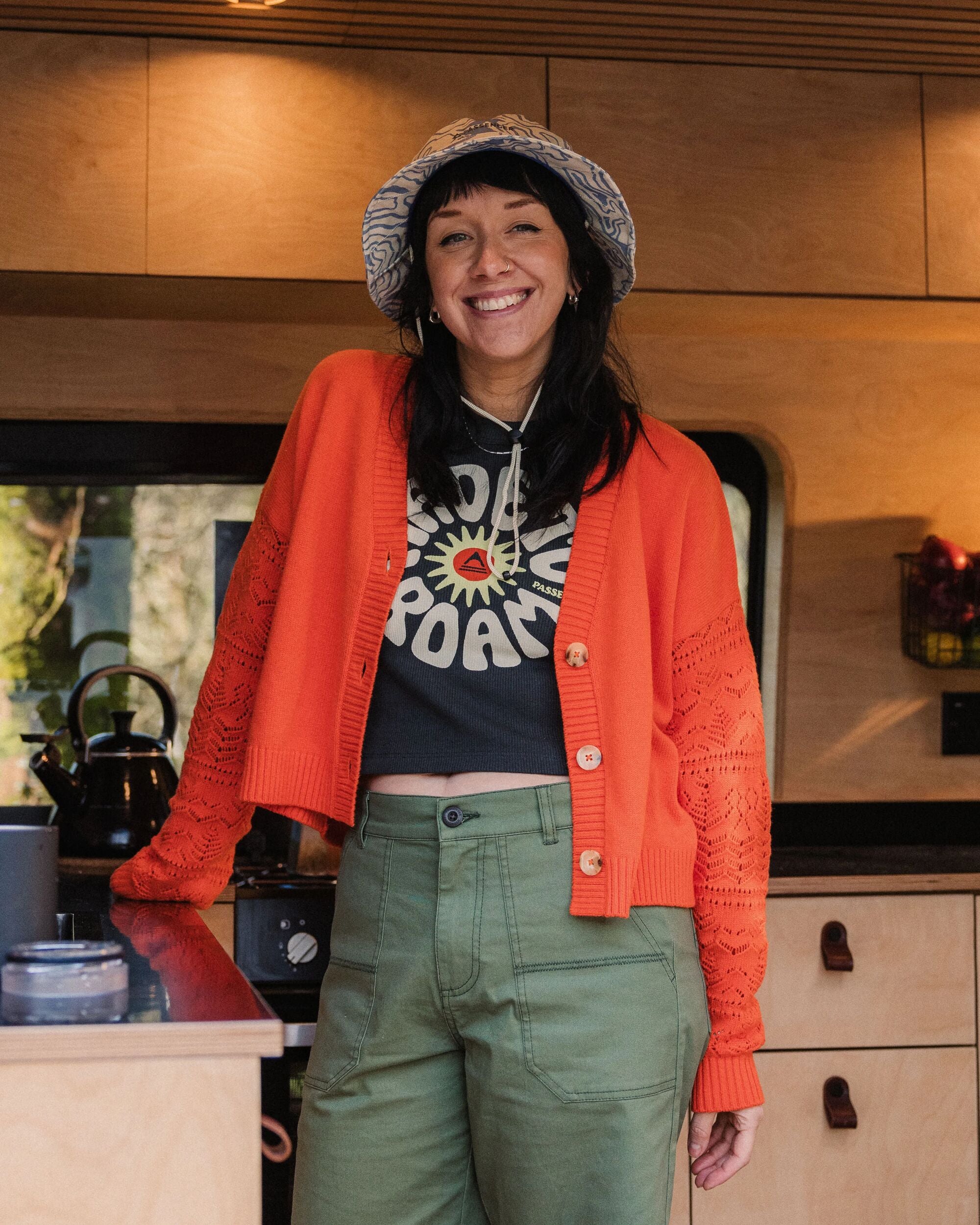 Grace Open Knit Cardigan - Ember Orange - Lifestyle