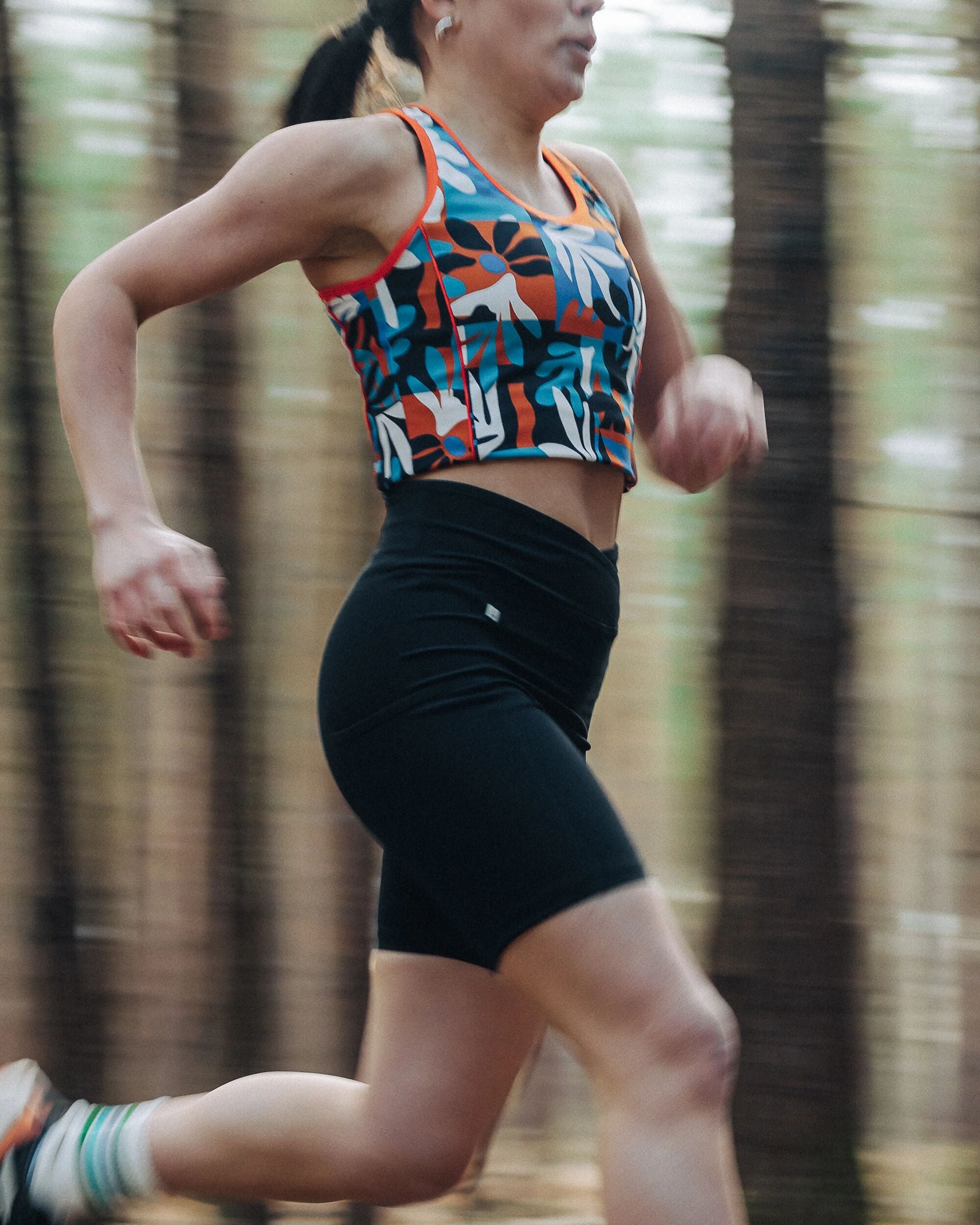 Mantra Recycled Active Crop Top - Mountain Foliage Blue - Lifestyle