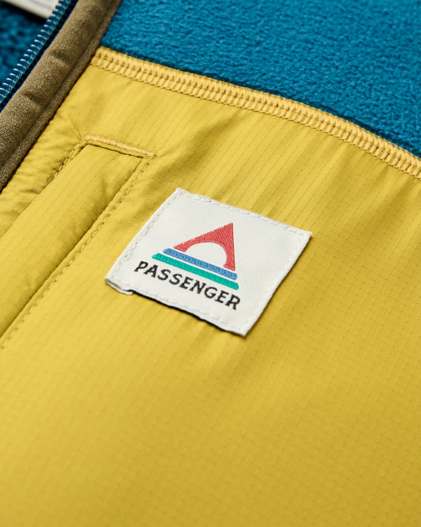 Loch Hooded Recycled Polar Fleece - Tidal Blue/Dark Olive - Flatlay