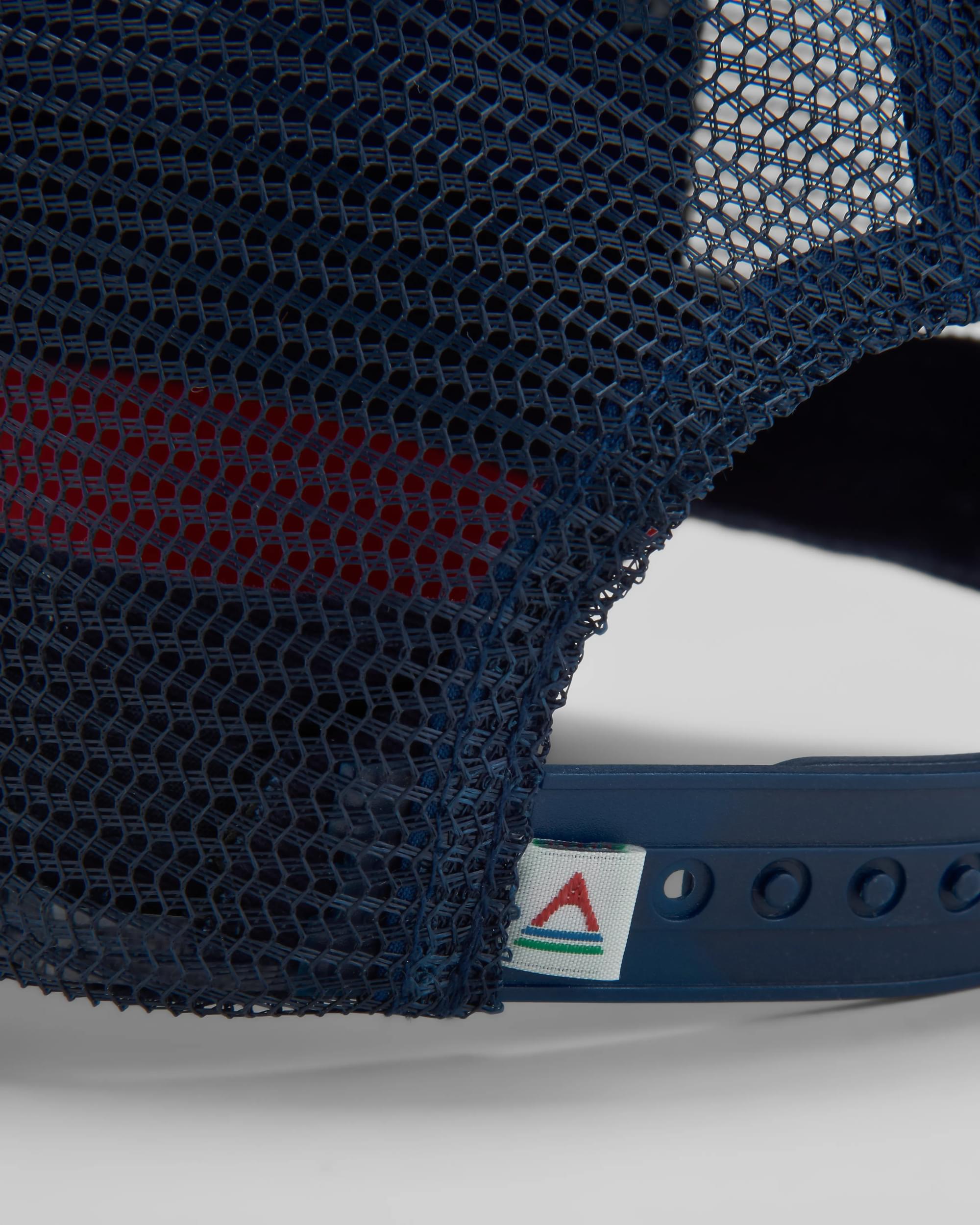 Heritage Mesh Snapback Cap - Navy/Red Spice - Flatlay