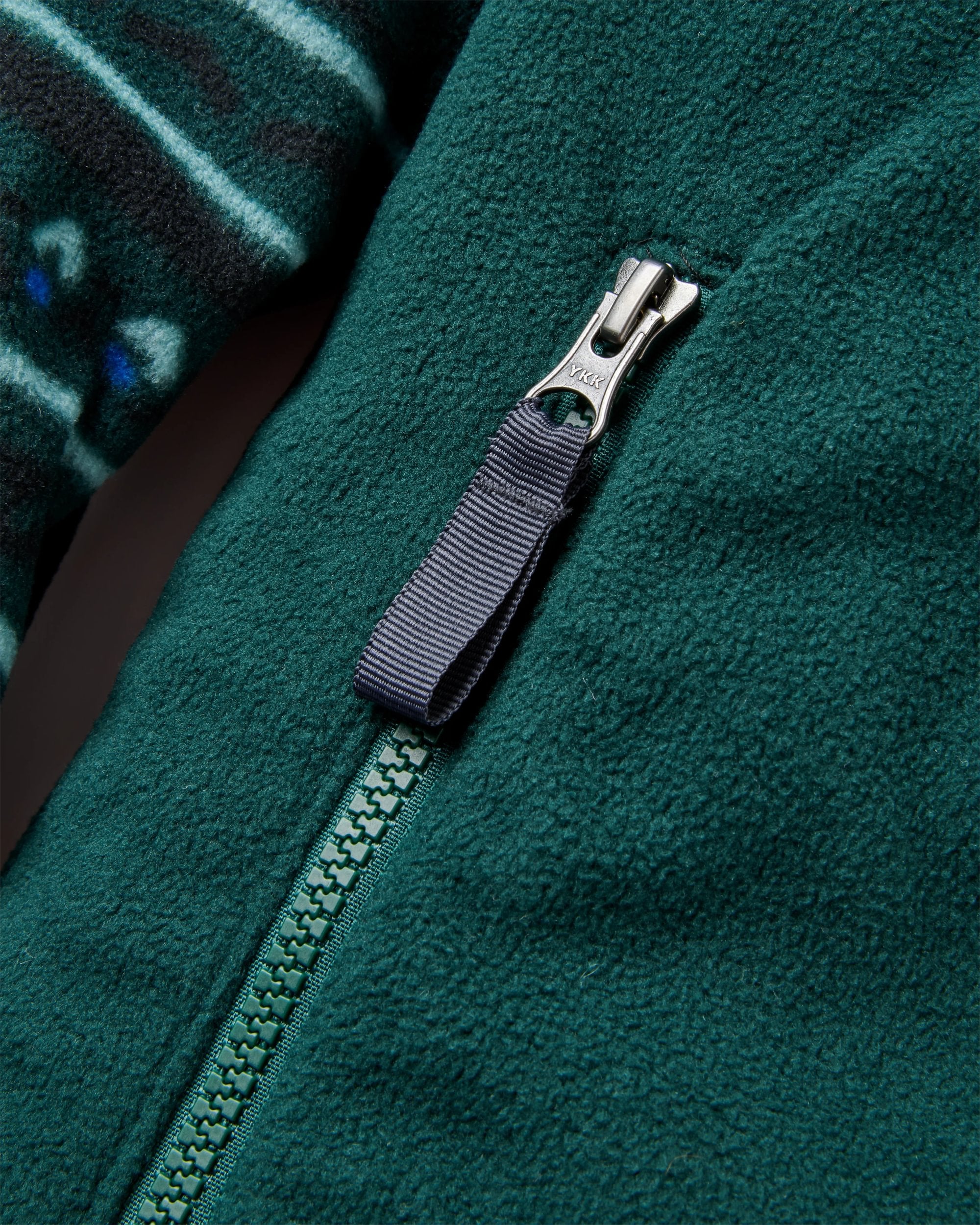 Set Off Recycled Polar 1/4 Zip Fleece - Geo Tracks Dark Fern - Flatlay