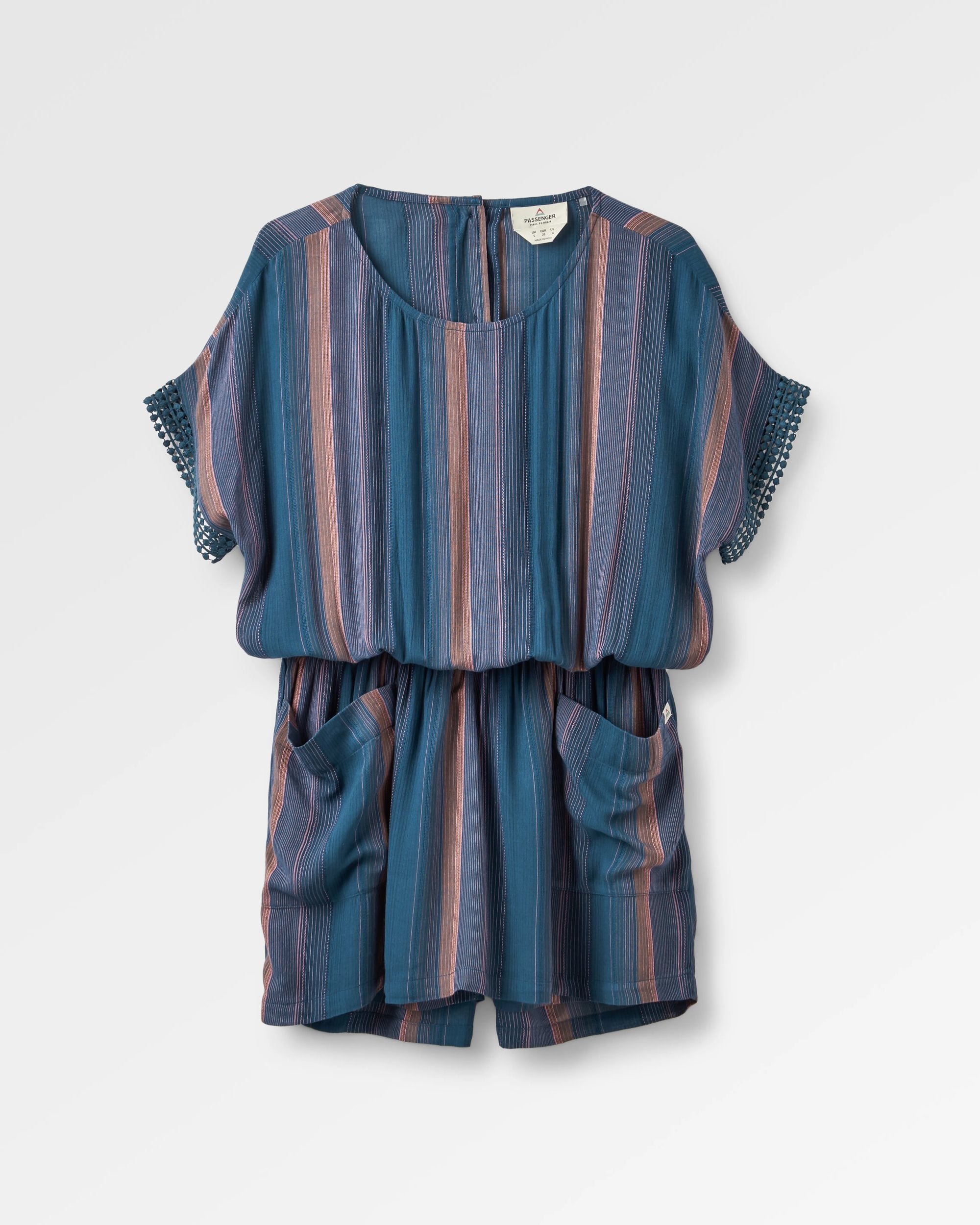 Clarity Short Skort Dress - Dark Denim Multi Stripe - Flatlay