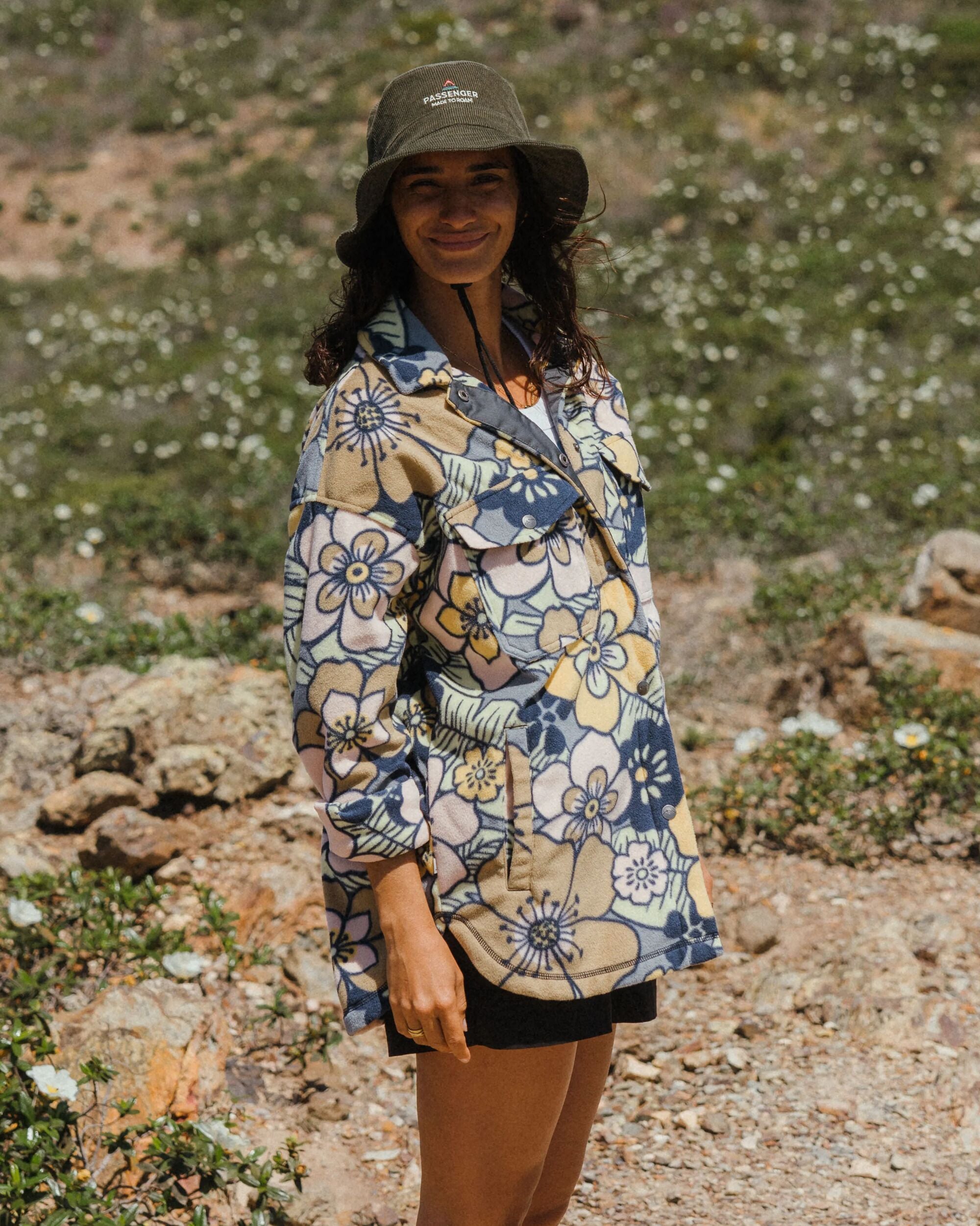 East Recycled Polar Fleece Shirt - Vintage Floral Sunlight - Lifestyle