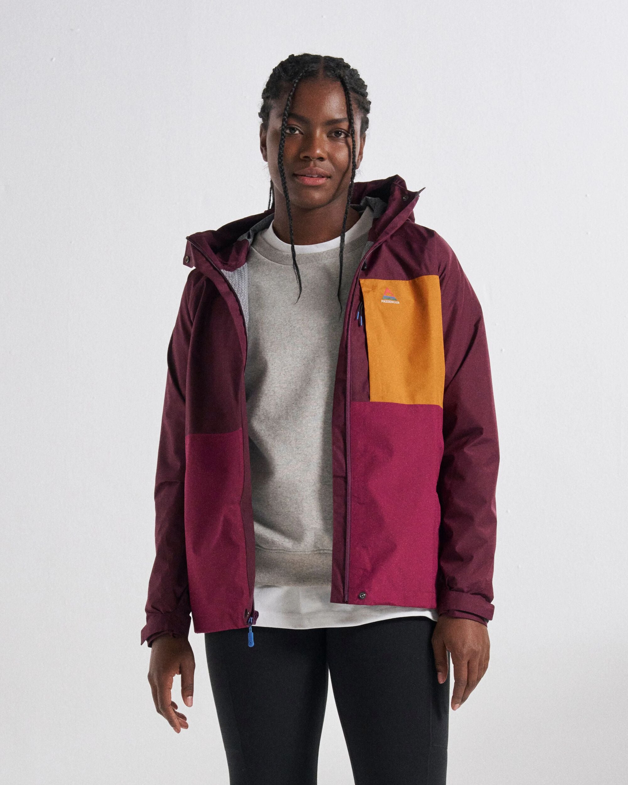 Trailscape Women's Recycled Waterproof Jacket - Fig/Wild Berry - Studio Model