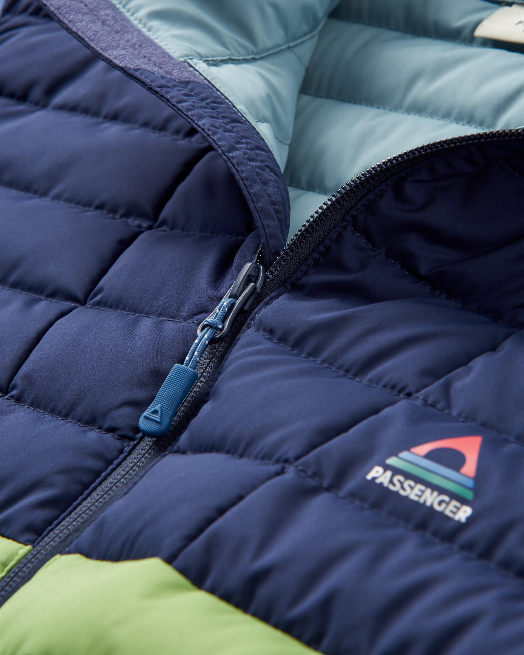 Ashland Down Recycled Vest - Rich Navy/Pear Green - Flatlay