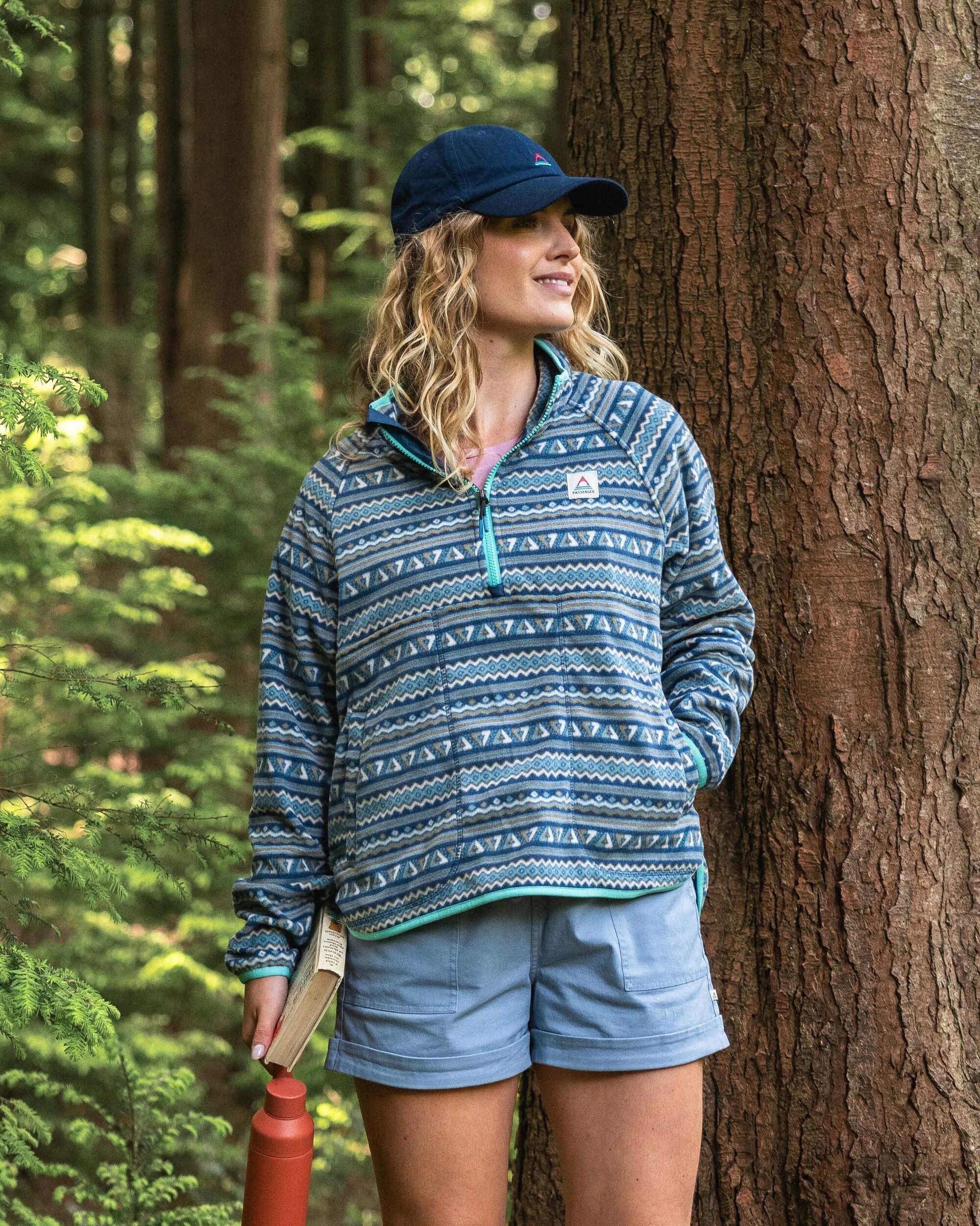 Sorrel Recycled Polar Fleece - Geo Stripe Dark Denim - Lifestyle