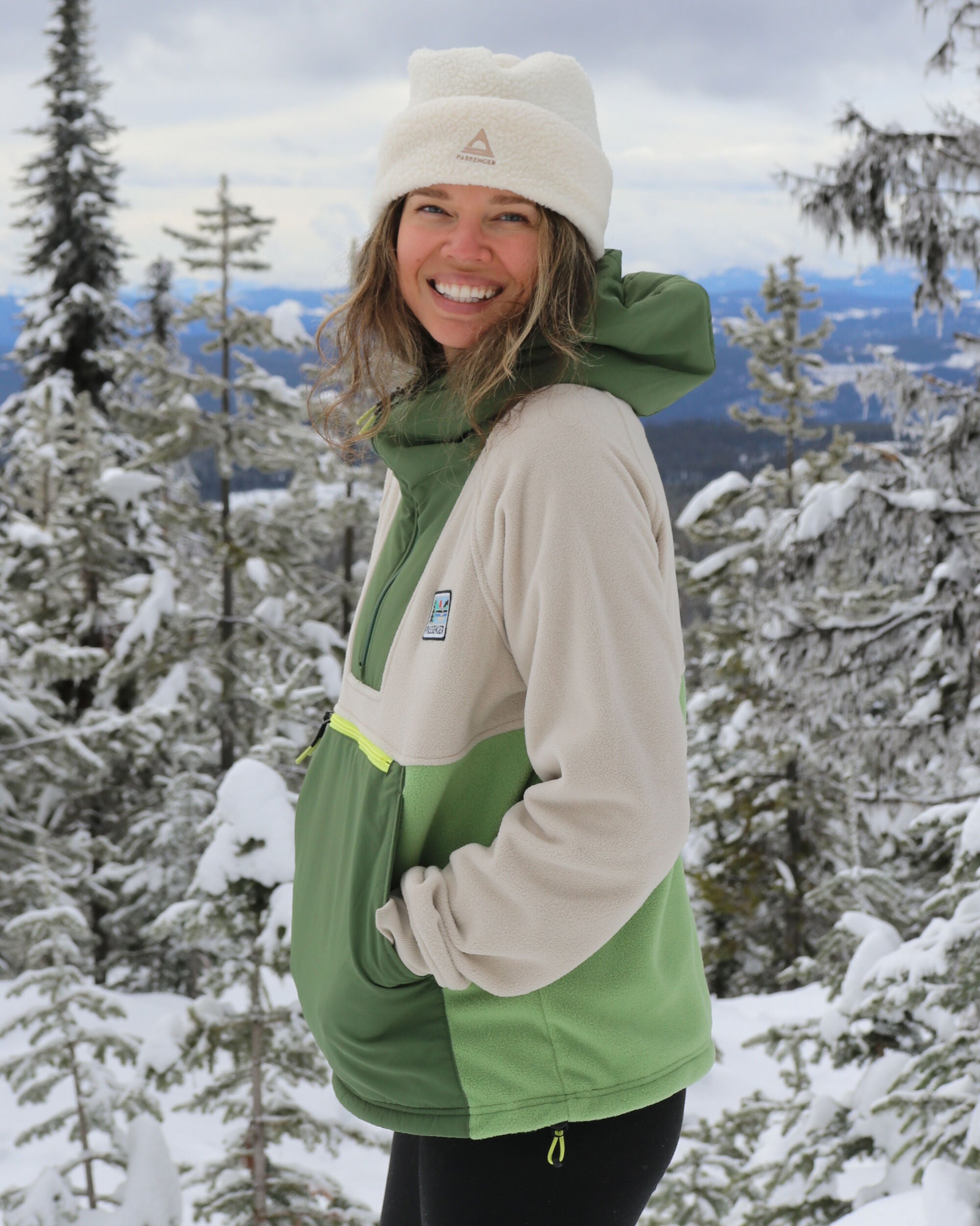 Alexander Recycled Hooded Polar Fleece - Feather/Wild Green - Lifestyle