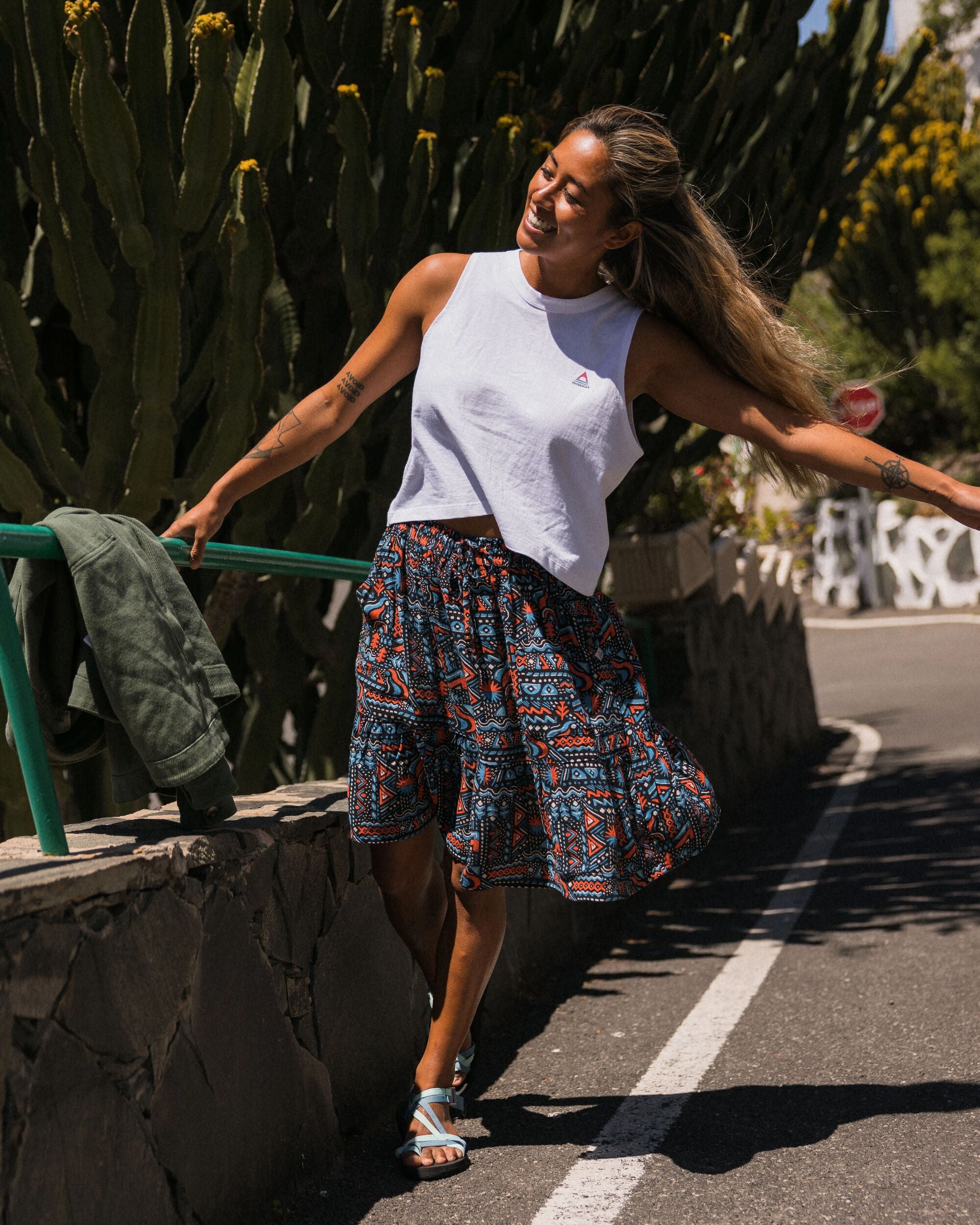 Dew EcoVero Woven Skirt - Elemental Geo Black - Lifestyle