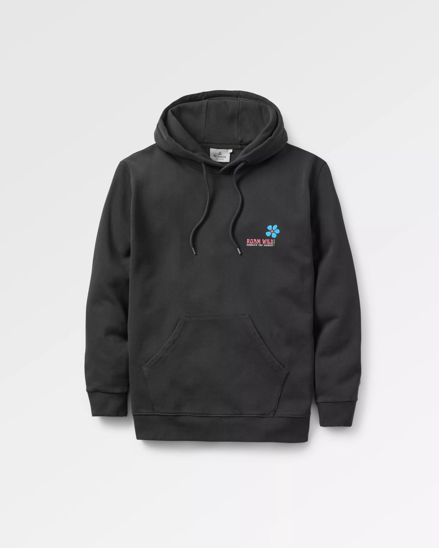 Roam Wild Recycled Cotton Hoodie - Black - Flatlay