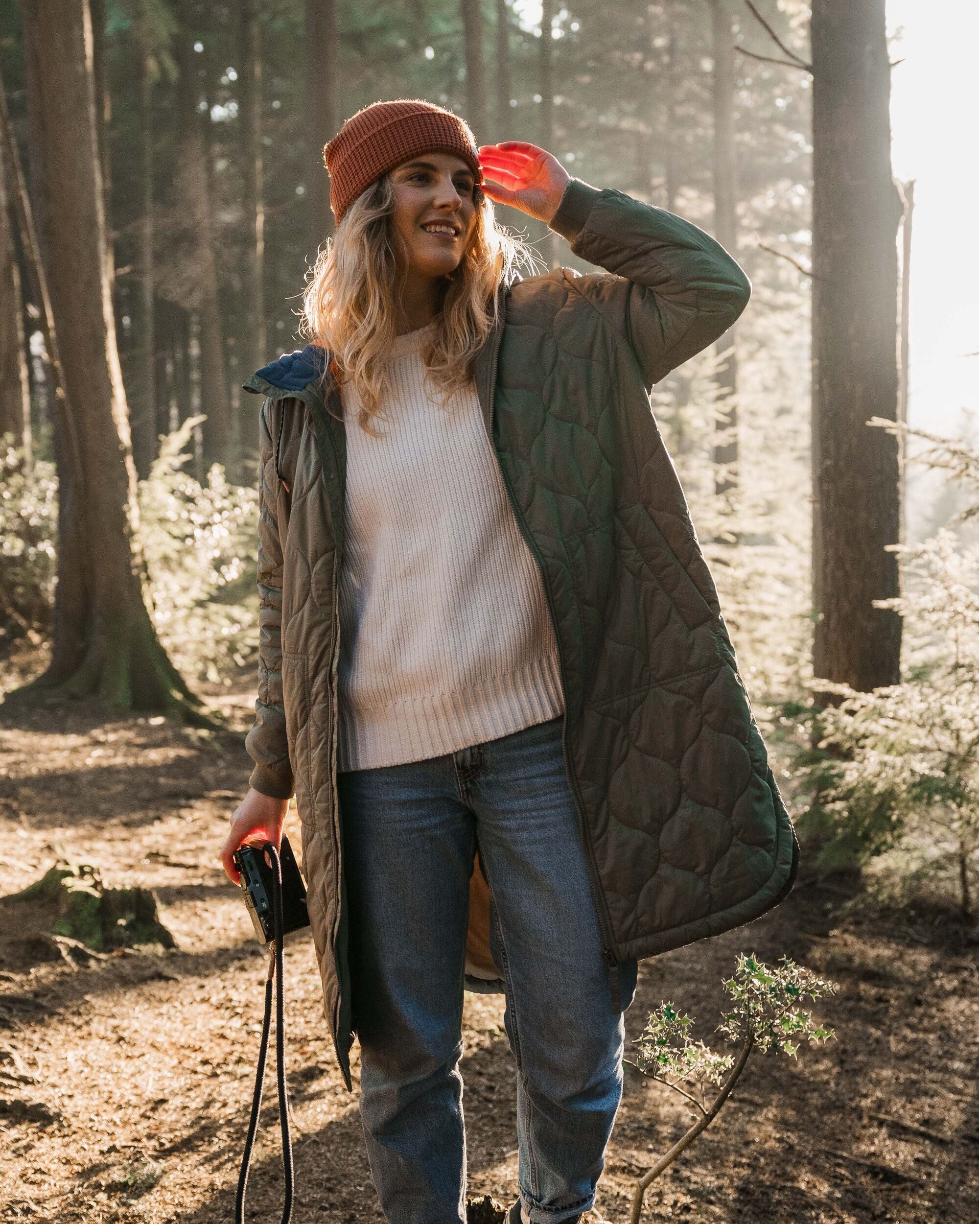 Flora Long Recycled Insulated Parka - Dusty Olive - Lifestyle