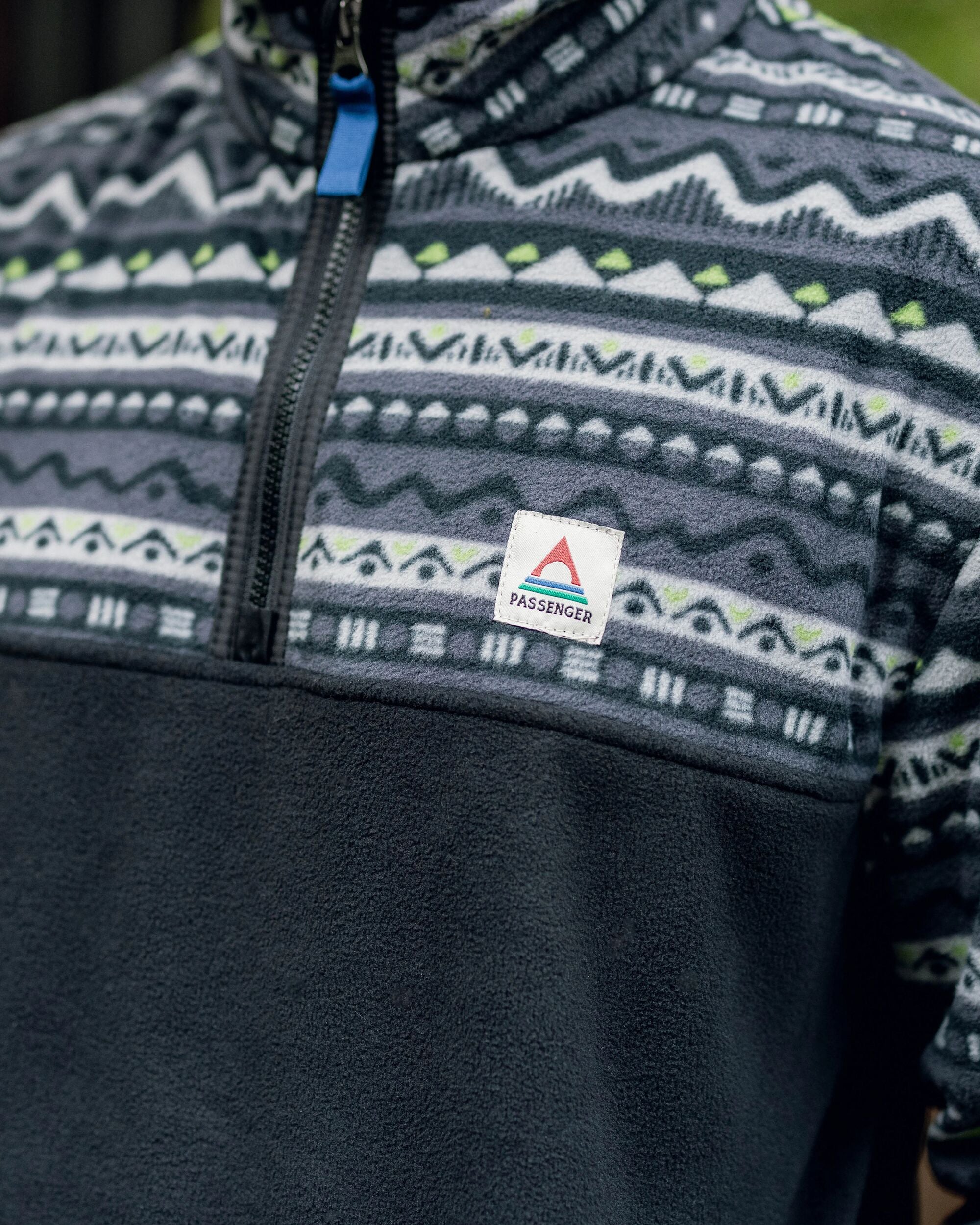 Set Off Recycled Polar 1/4 Zip Fleece - Mountain Geo Charcoal - Lifestyle