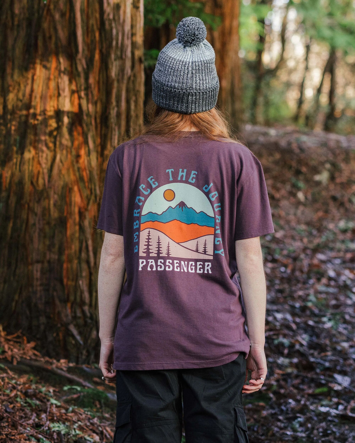 Outlook Recycled Cotton Oversized T-Shirt - Deep Plum - Lifestyle