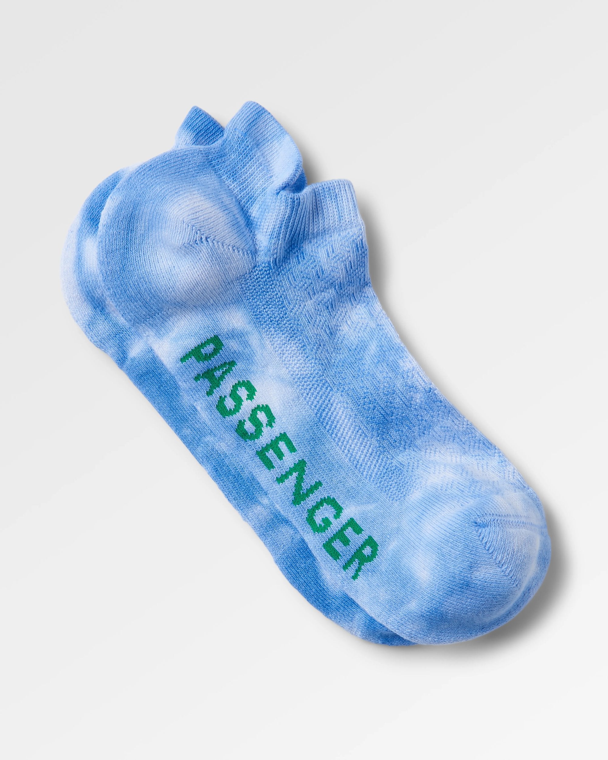 Organic Trainer Socks - Tie Dye Cornflower - Flatlay