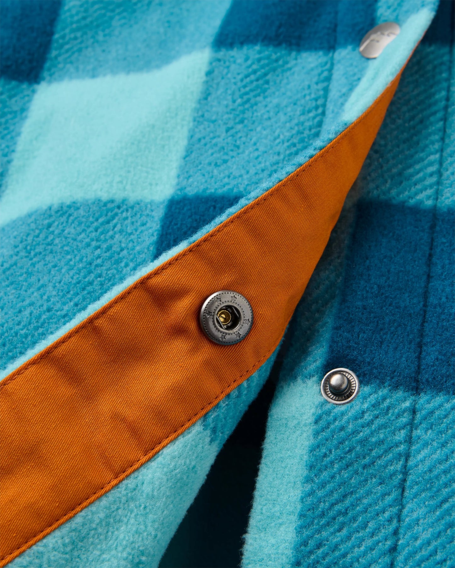 East Recycled Polar Fleece Shirt - Retro Blue Check - Flatlay