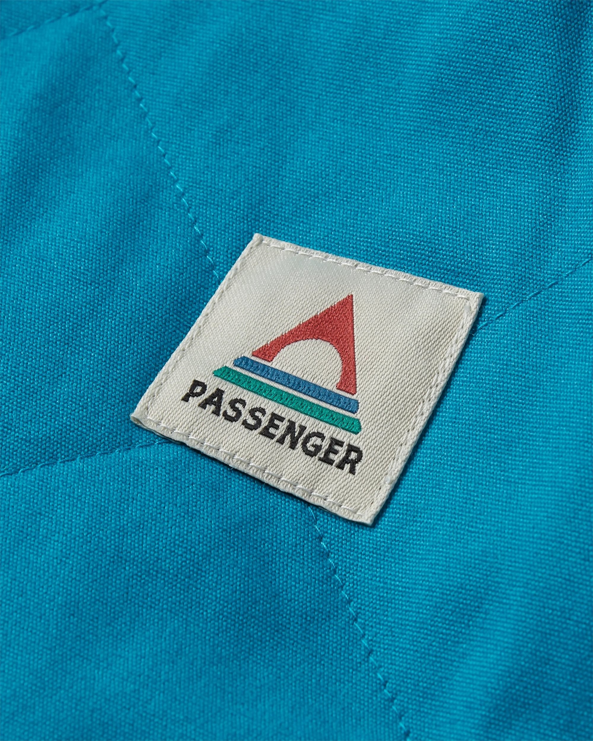 Sefton Recycled Deep-Pile Sherpa Full Zip Fleece - Vista Patchwork Aqua - Flatlay