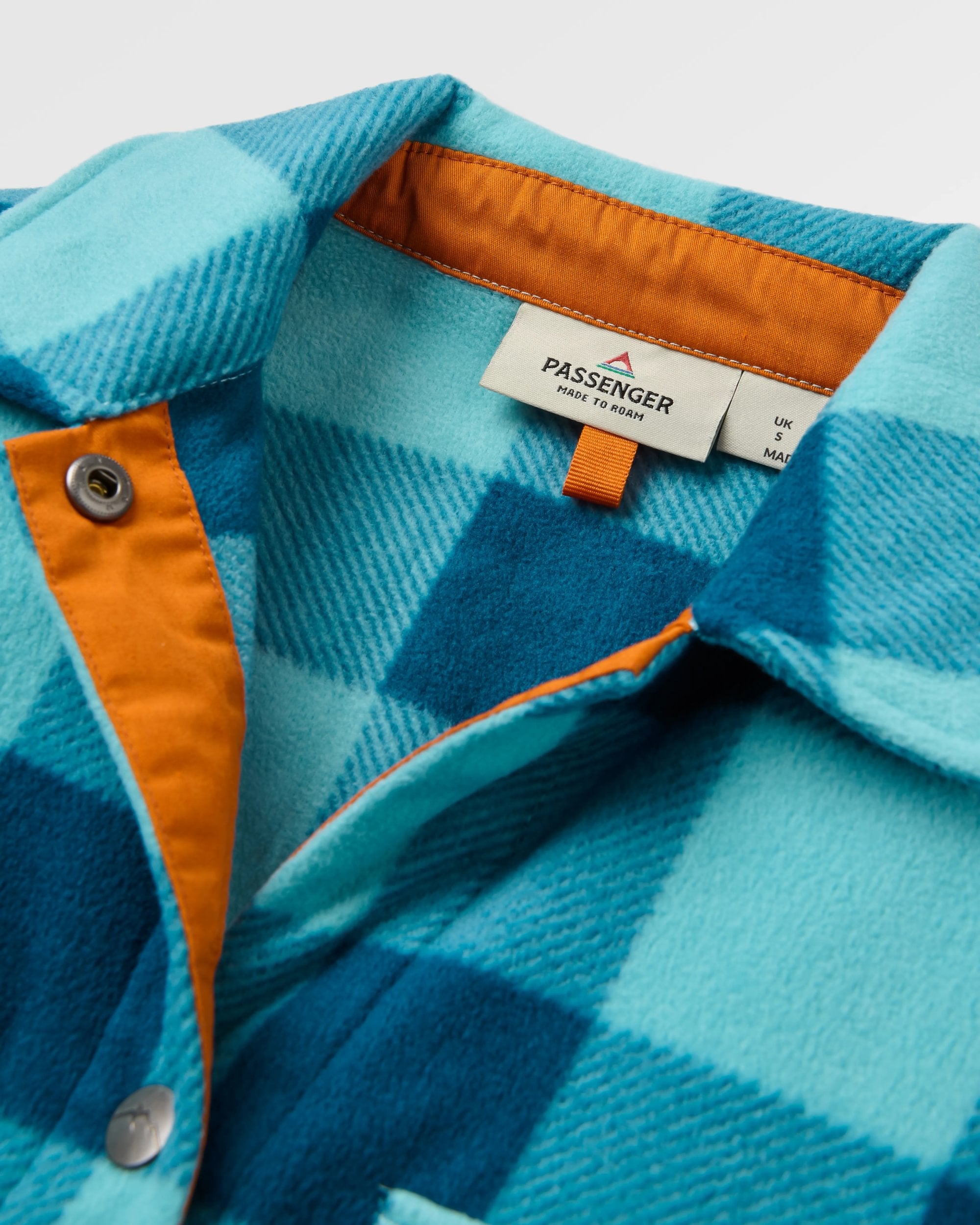 East Recycled Polar Fleece Shirt - Retro Blue Check  - Flatlay