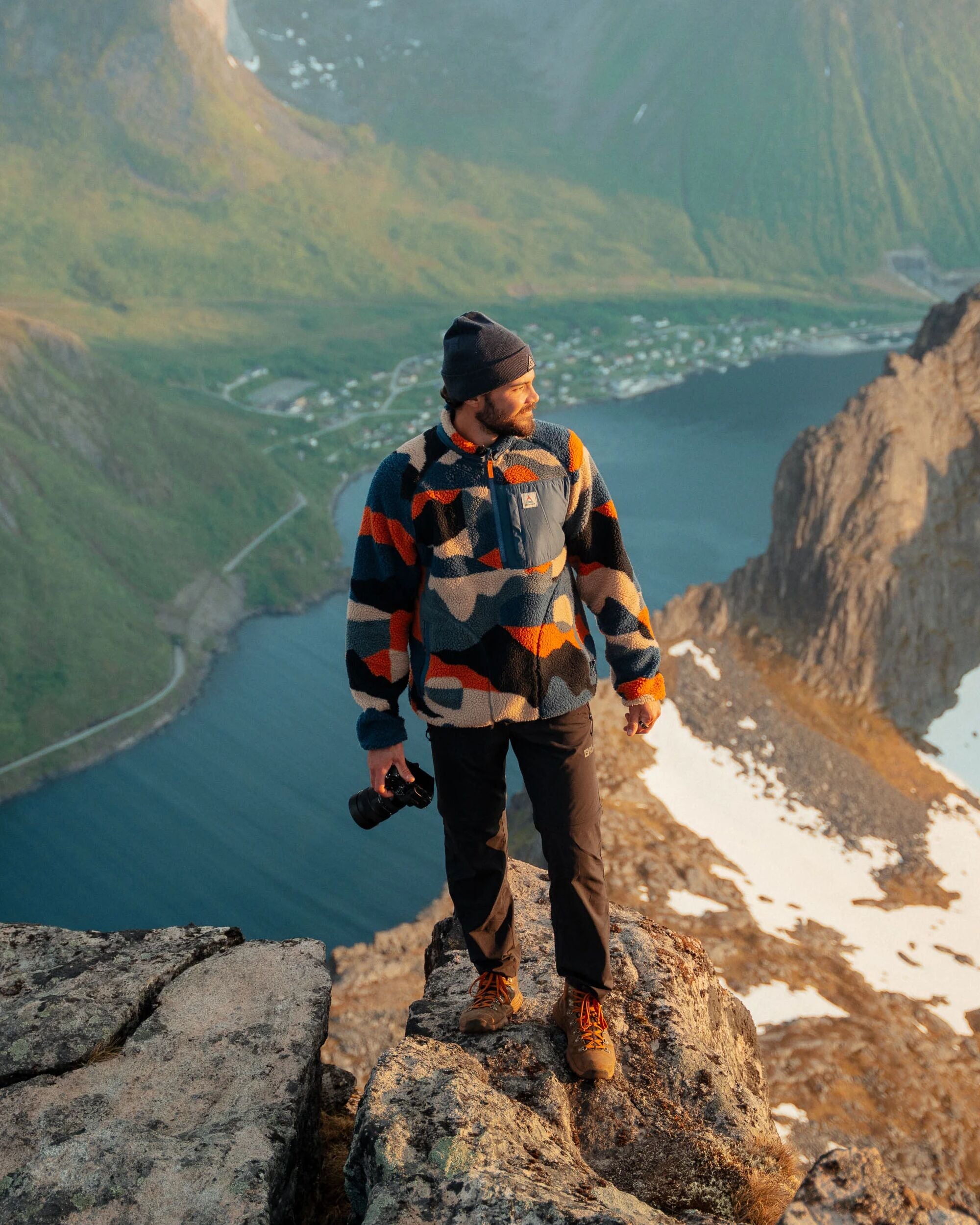 Offroad Recycled Sherpa 1/2 Zip Fleece - Vista Patchwork Dark Denim - Lifestyle