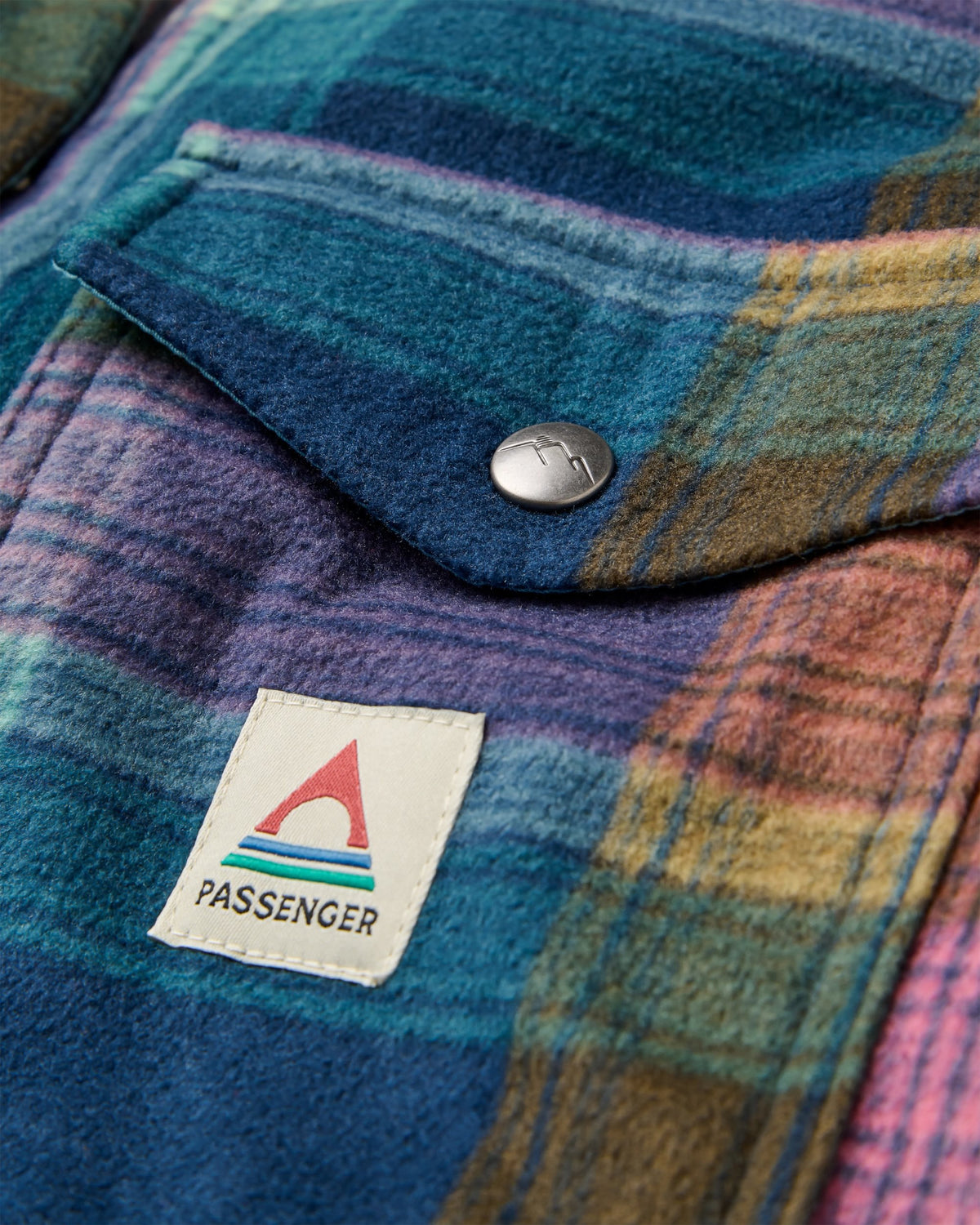East Polar Fleece Shirt - Rich Navy Multi Check - Flatlay
