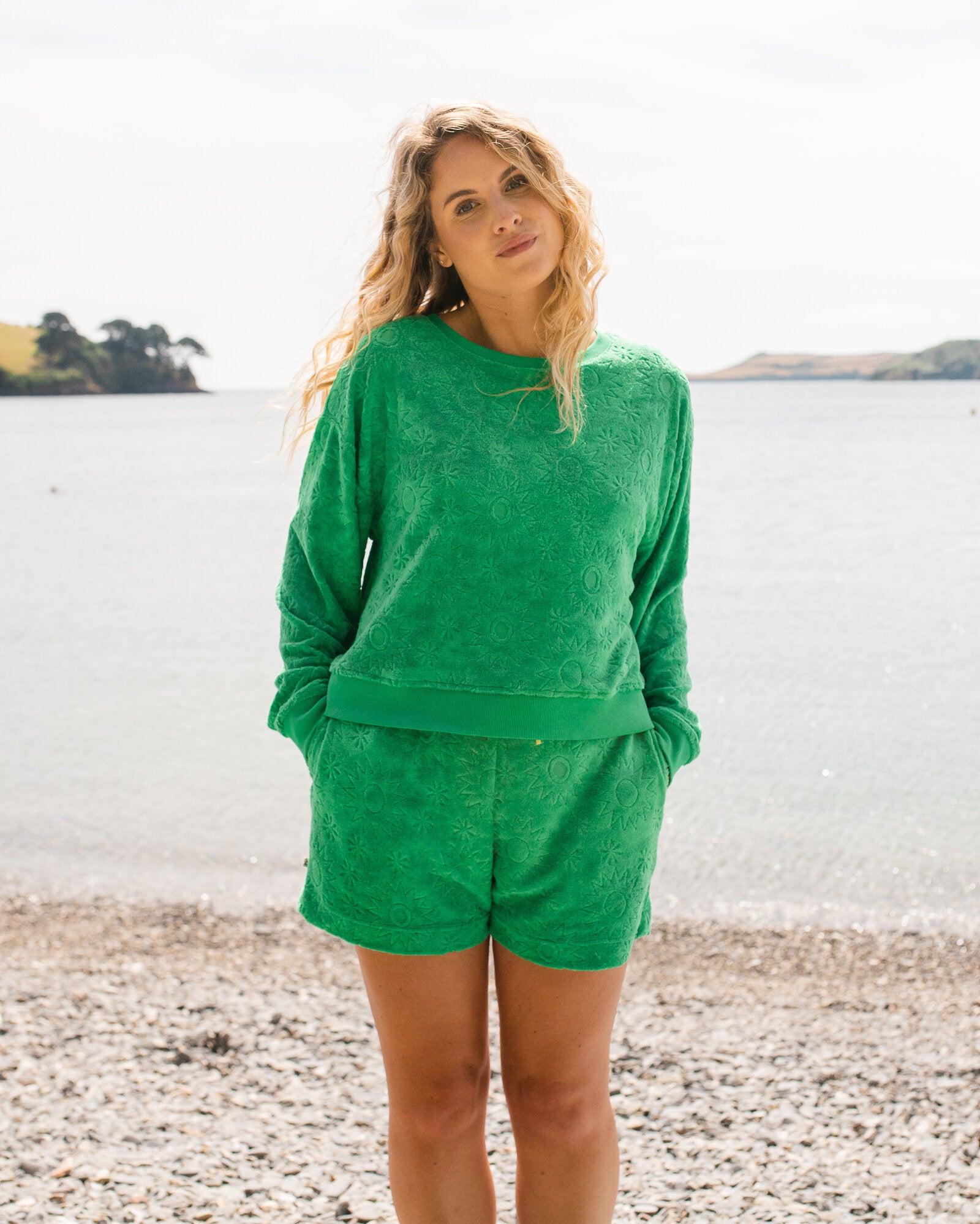 Vibes Textured LS Top - Green Spruce - Lifestyle