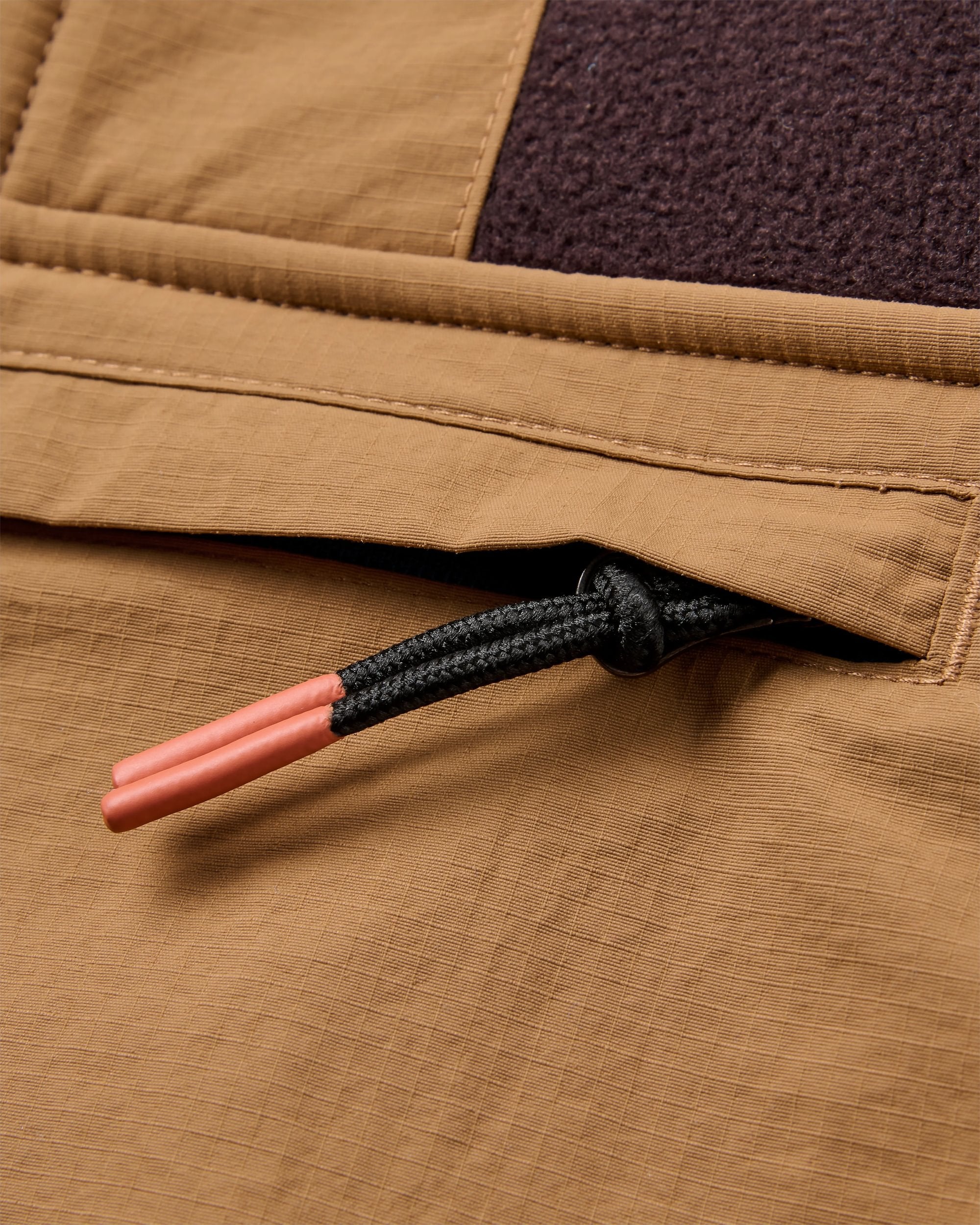 Woodland Hoodless Recycled Polartec® Fleece - Espresso/Tidal Blue - Flatlay