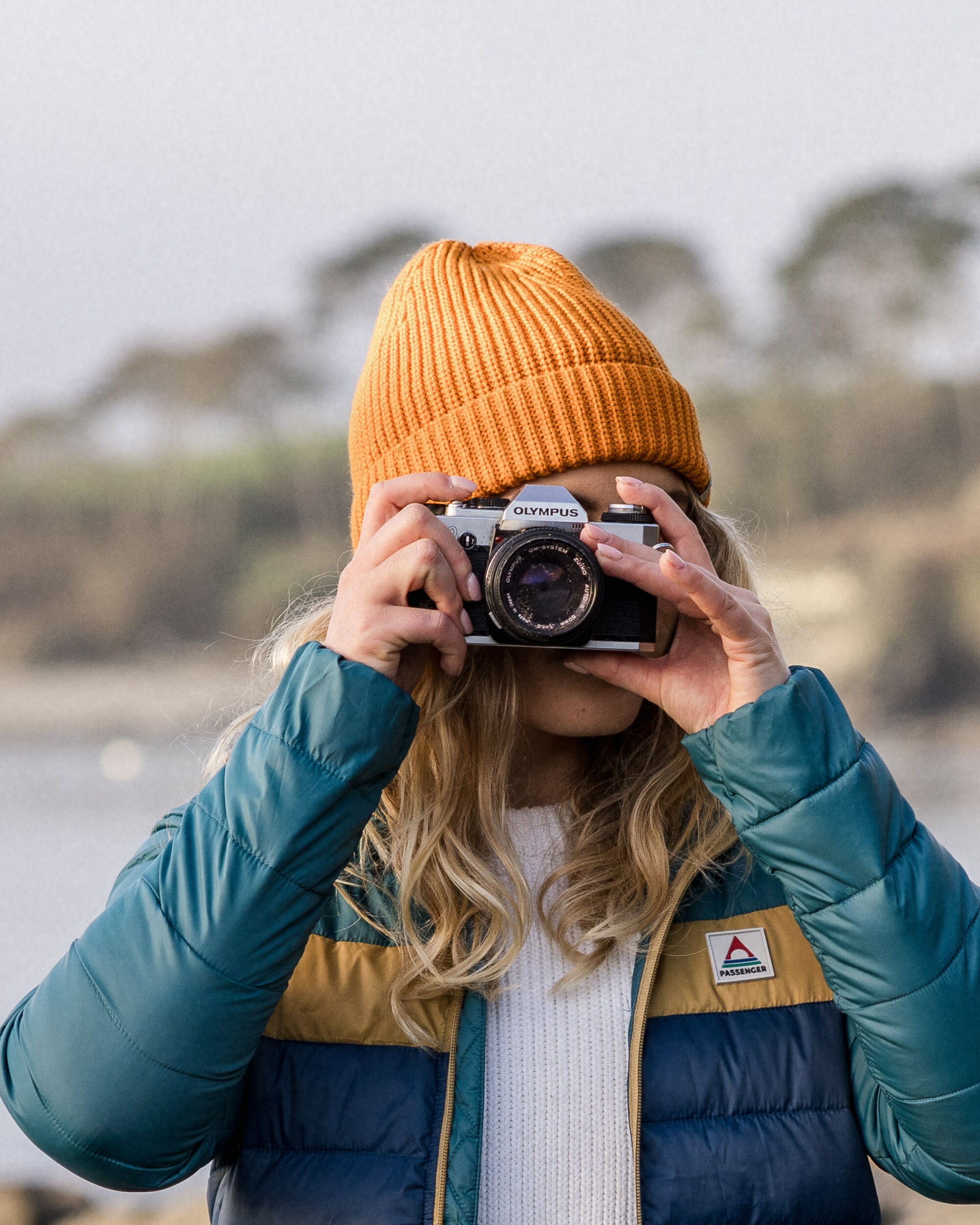 Compass Recycled Beanie - Sunrise Orange - Lifestyle - Female