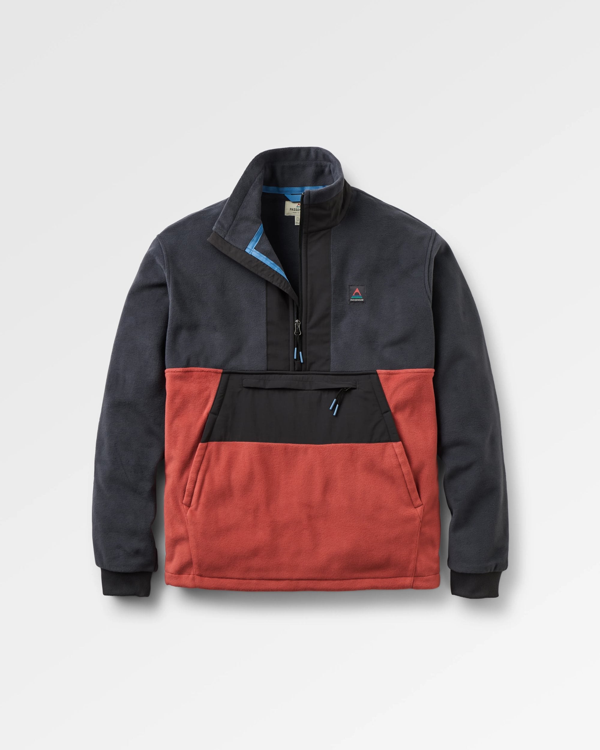 Woodland Hoodless 1/2 Zip Polartec® Fleece - Redwood/Charcoal - Flatlay