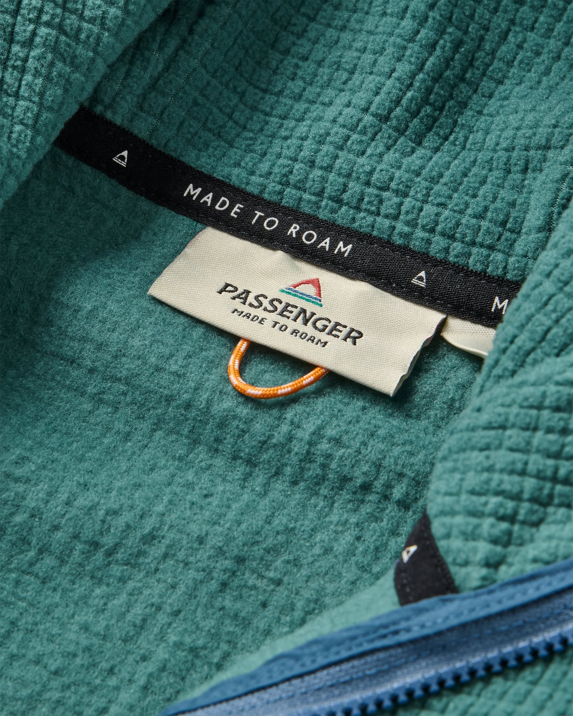 Forestscape Recycled Grid Fleece Hoodie - Deep Ocean - Flatlay