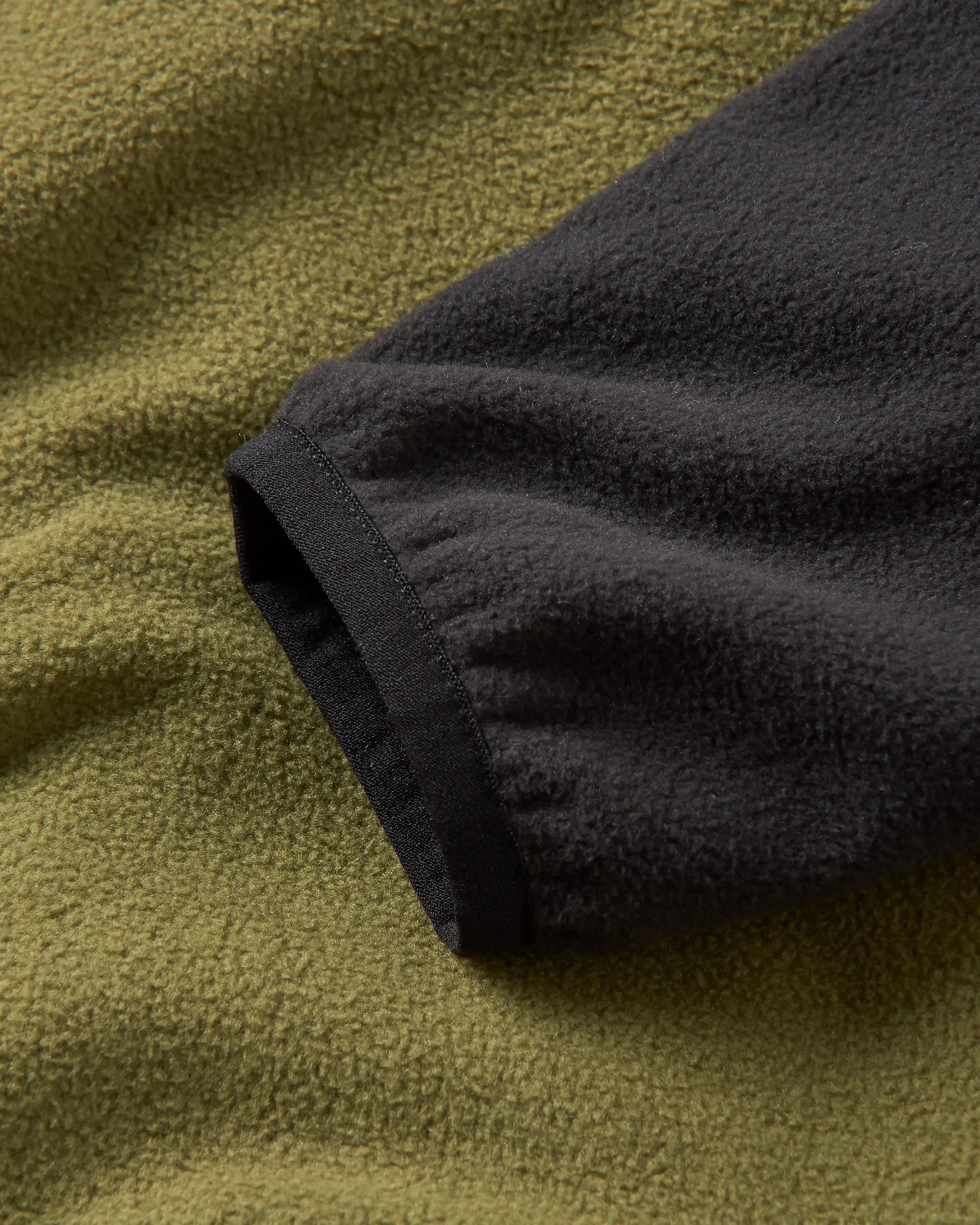 Set Off Recycled Polar Hooded Fleece - Black/Khaki - Flatlay