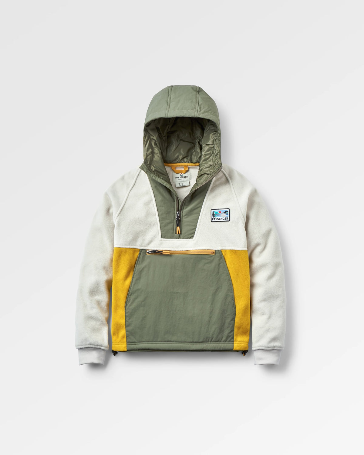 Alexander Recycled Hooded Polar Fleece - Vintage White - Flatlay