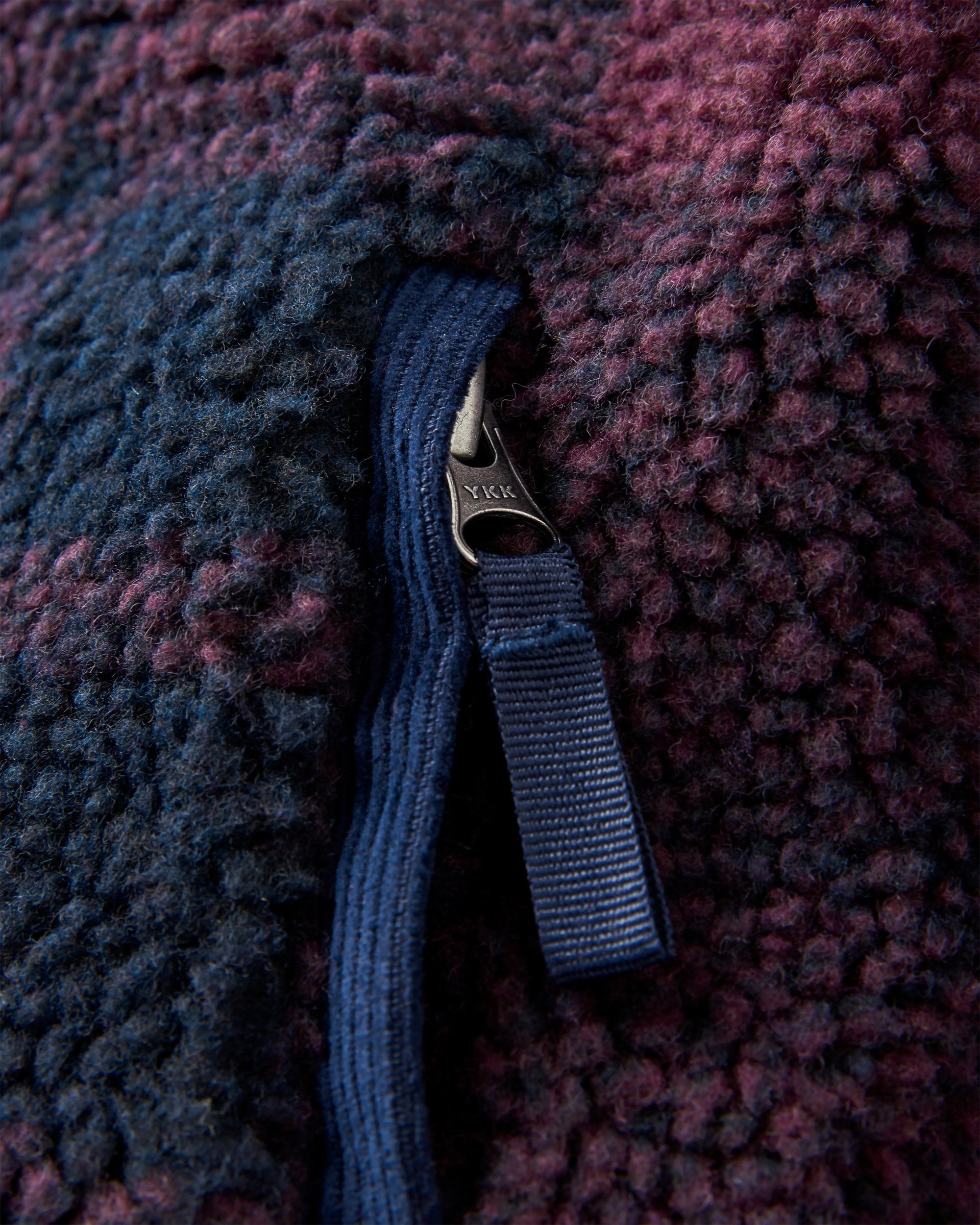 Trekker Recycled Deep-Pile Sherpa Fleece - Deep Plum/Deep Navy Check - Flatlay