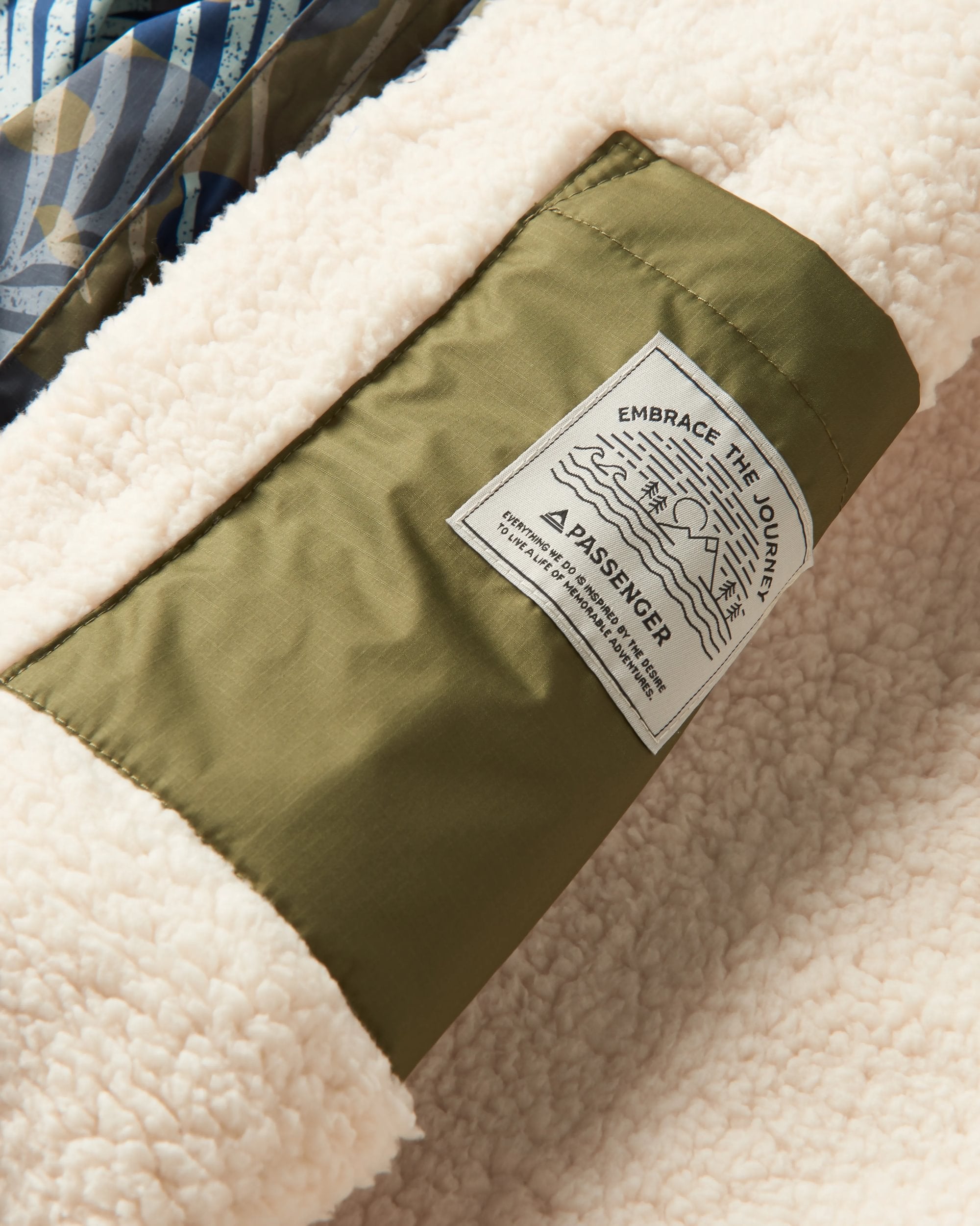 Waves Recycled Sherpa Lined Changing Robe - Palm Camo Apricot - Flatlay