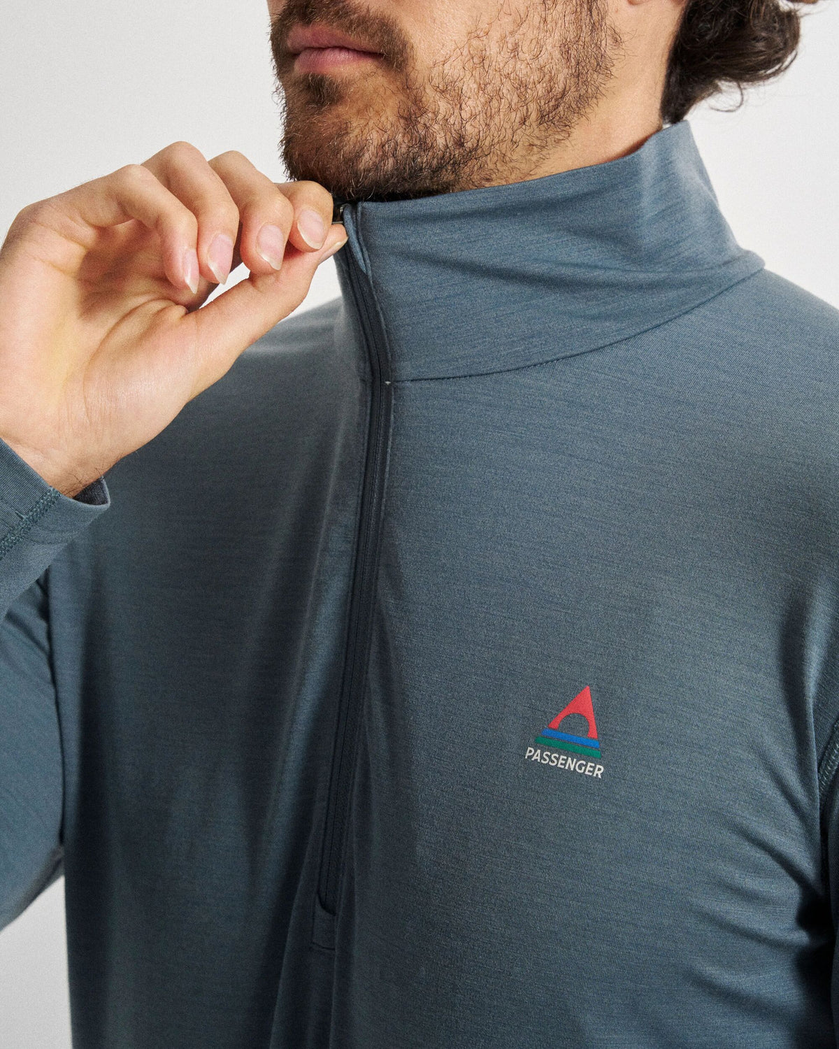 Snowscape Men's Merino Base Layer Top - Storm Grey - Studio Model