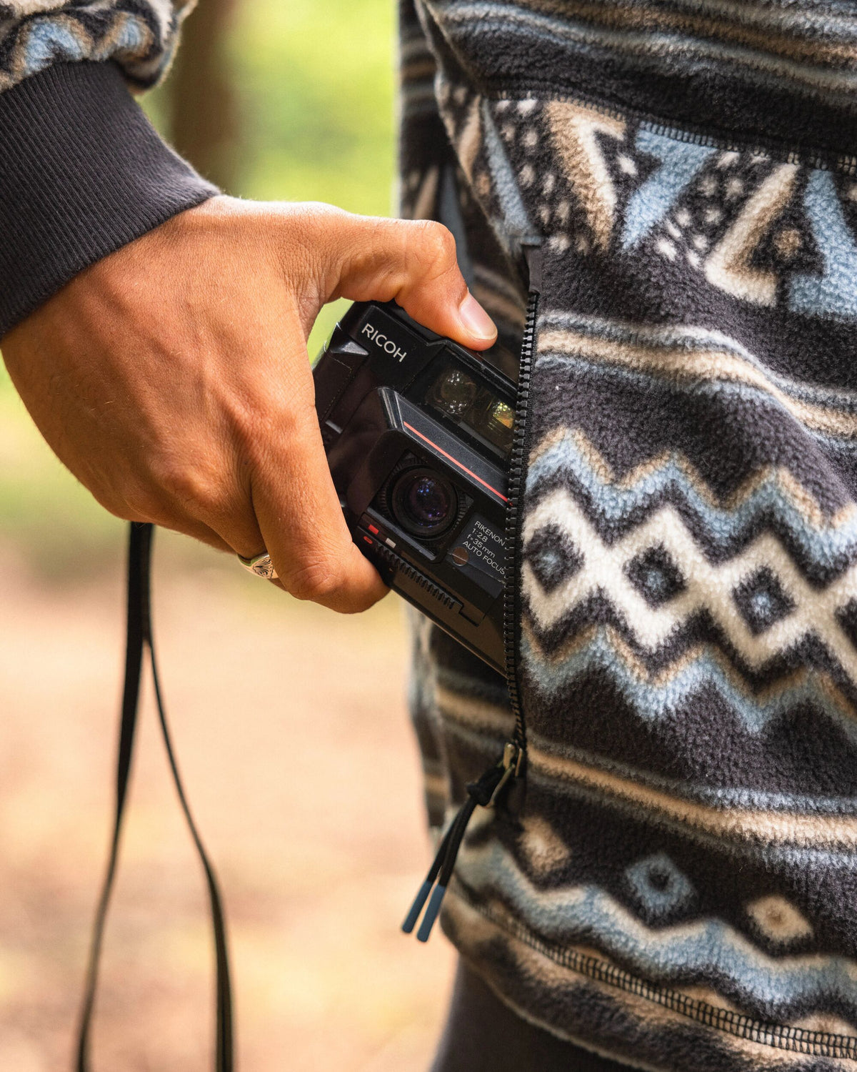 Take It Easy Polar Fleece - Geo Stripe Faded Black - Lifestyle