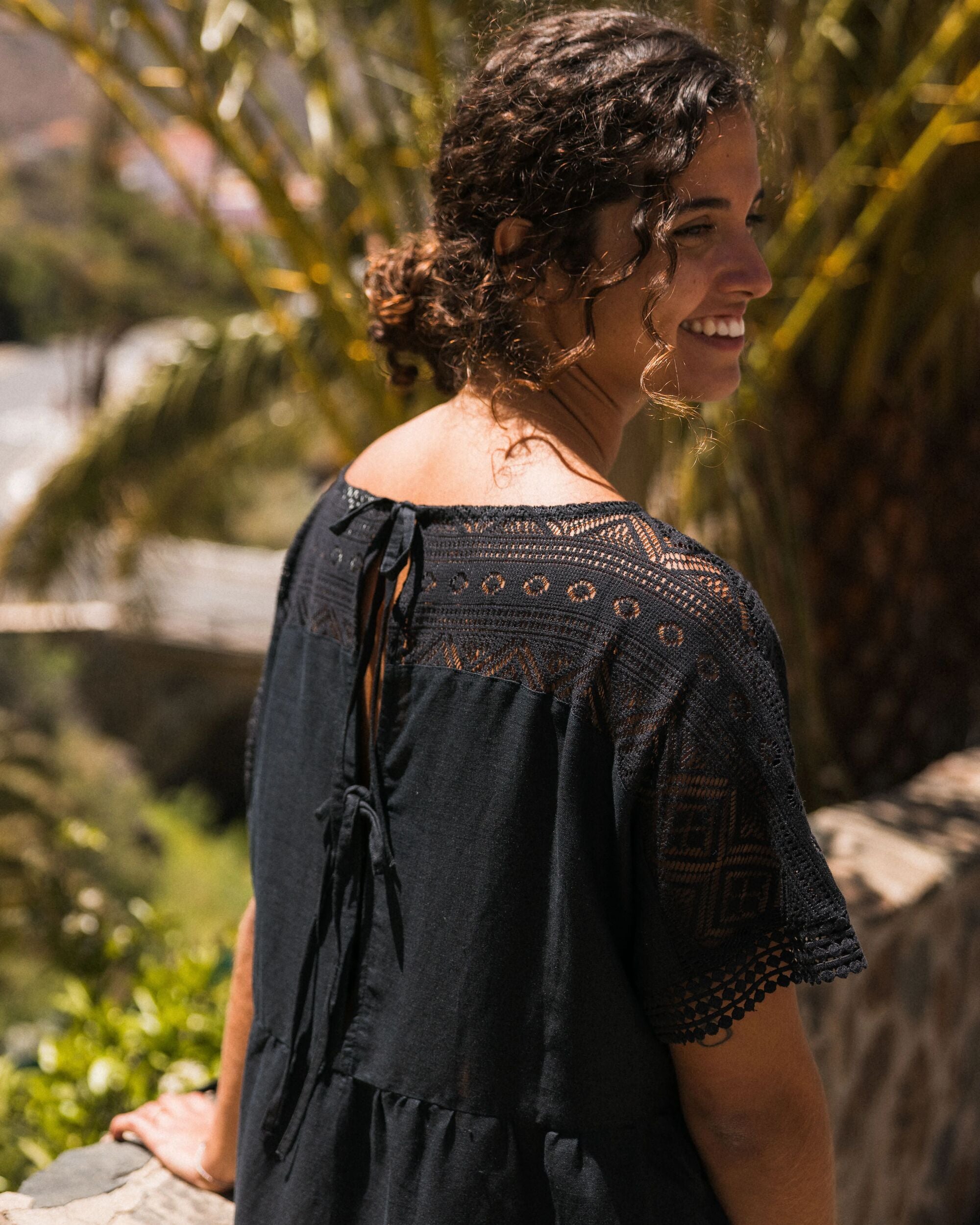 Sono Linen Beach Dress - Black - Lifestyle