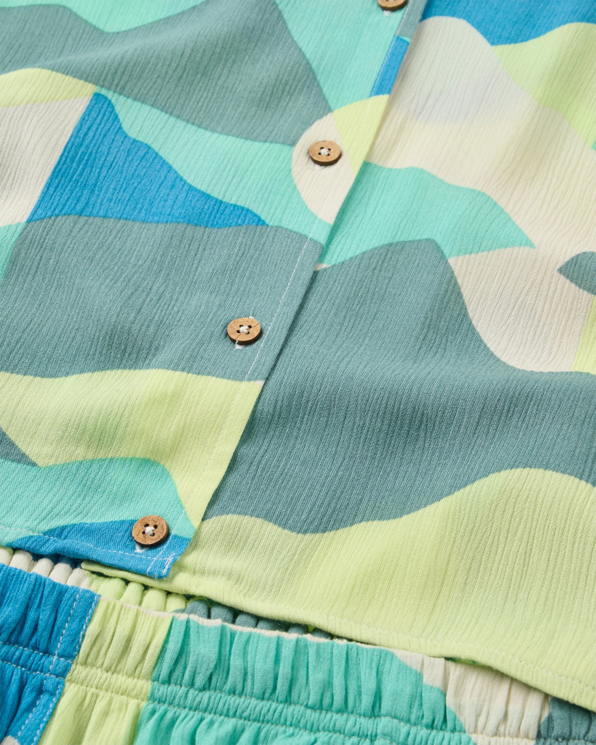 Clarity Short Skort Dress - Vista Patchwork Aqua - Flatlay