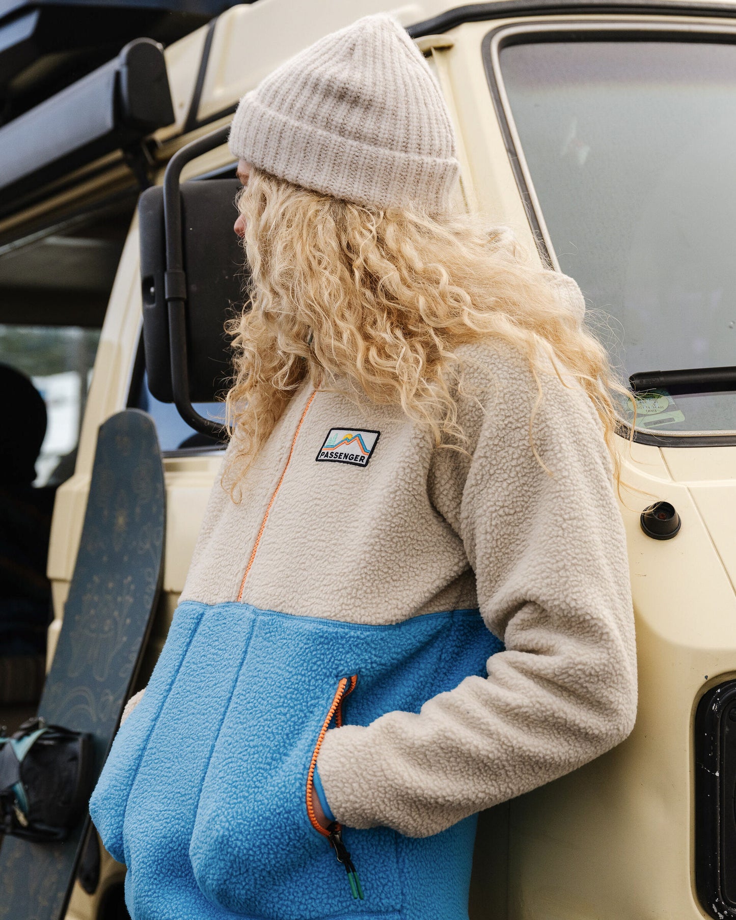 Maine 1/2 Zip Recycled Sherpa Fleece - Atlantic Blue - Lifestyle