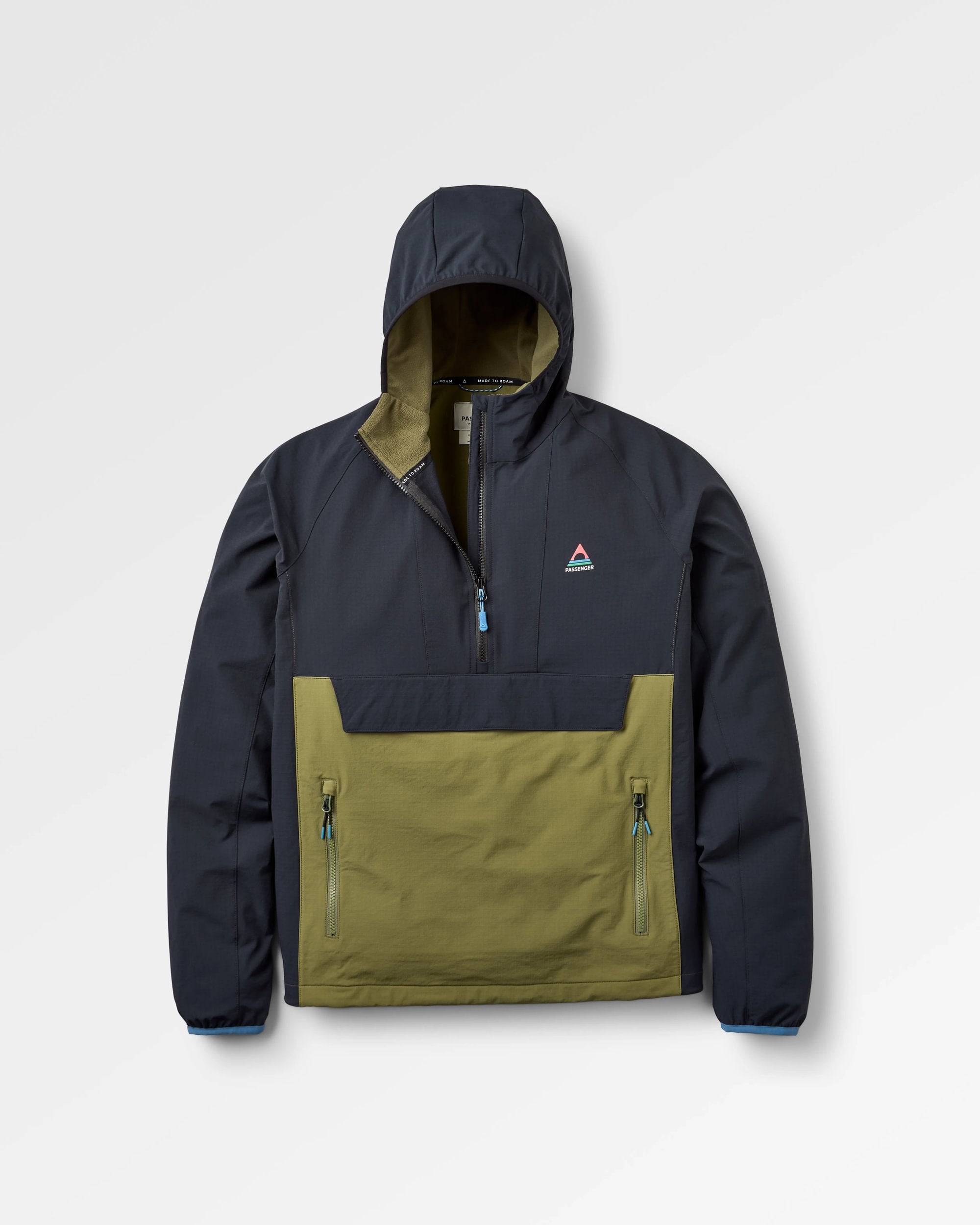 Roamer Light Recycled Softshell Anorak - Black/Khaki - Flatlay