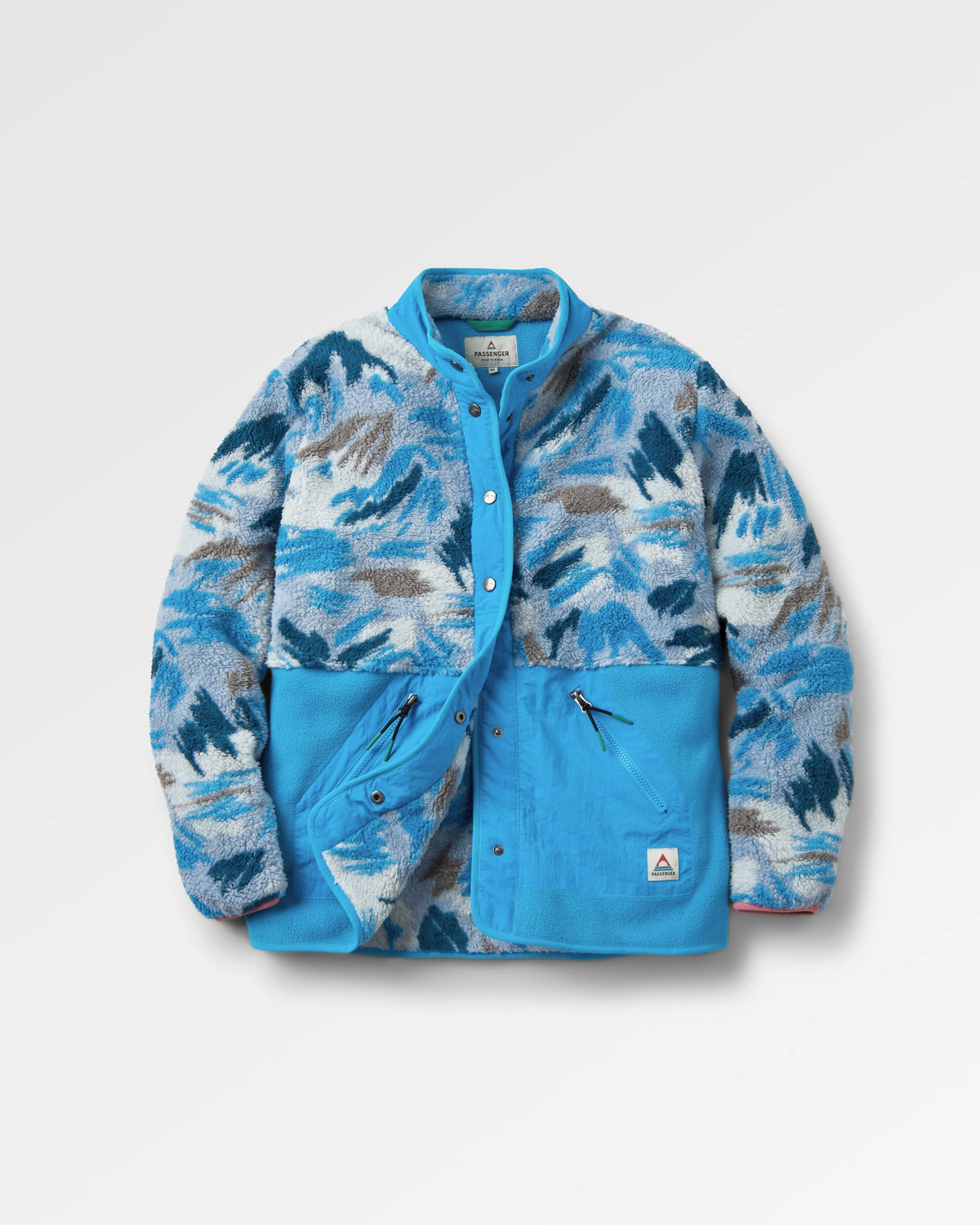 Navegado Soft-Touch Sherpa Fleece - Abstract Mountain Blue Fog - Flatlay