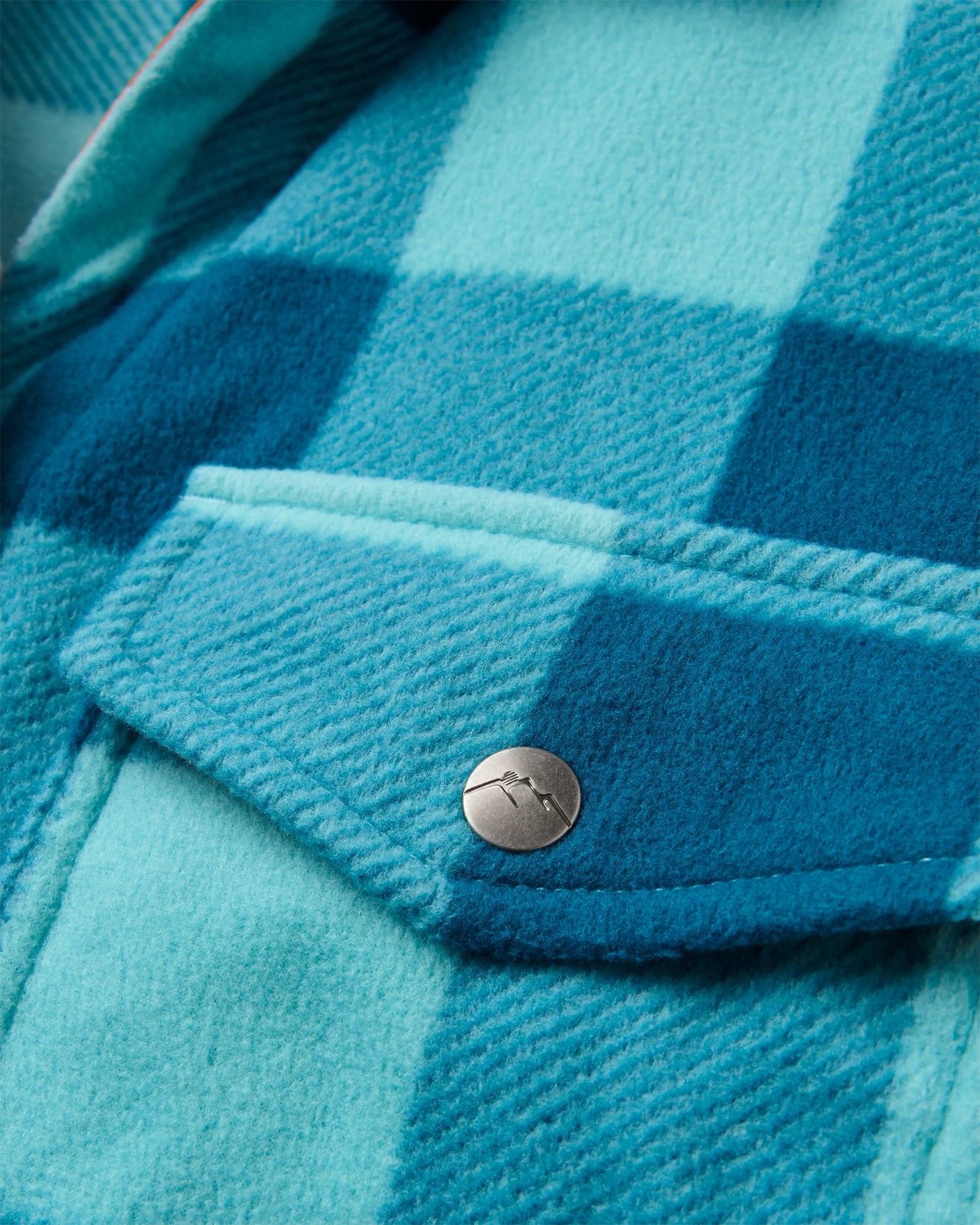 East Recycled Polar Fleece Shirt - Retro Blue Check - Flatlay