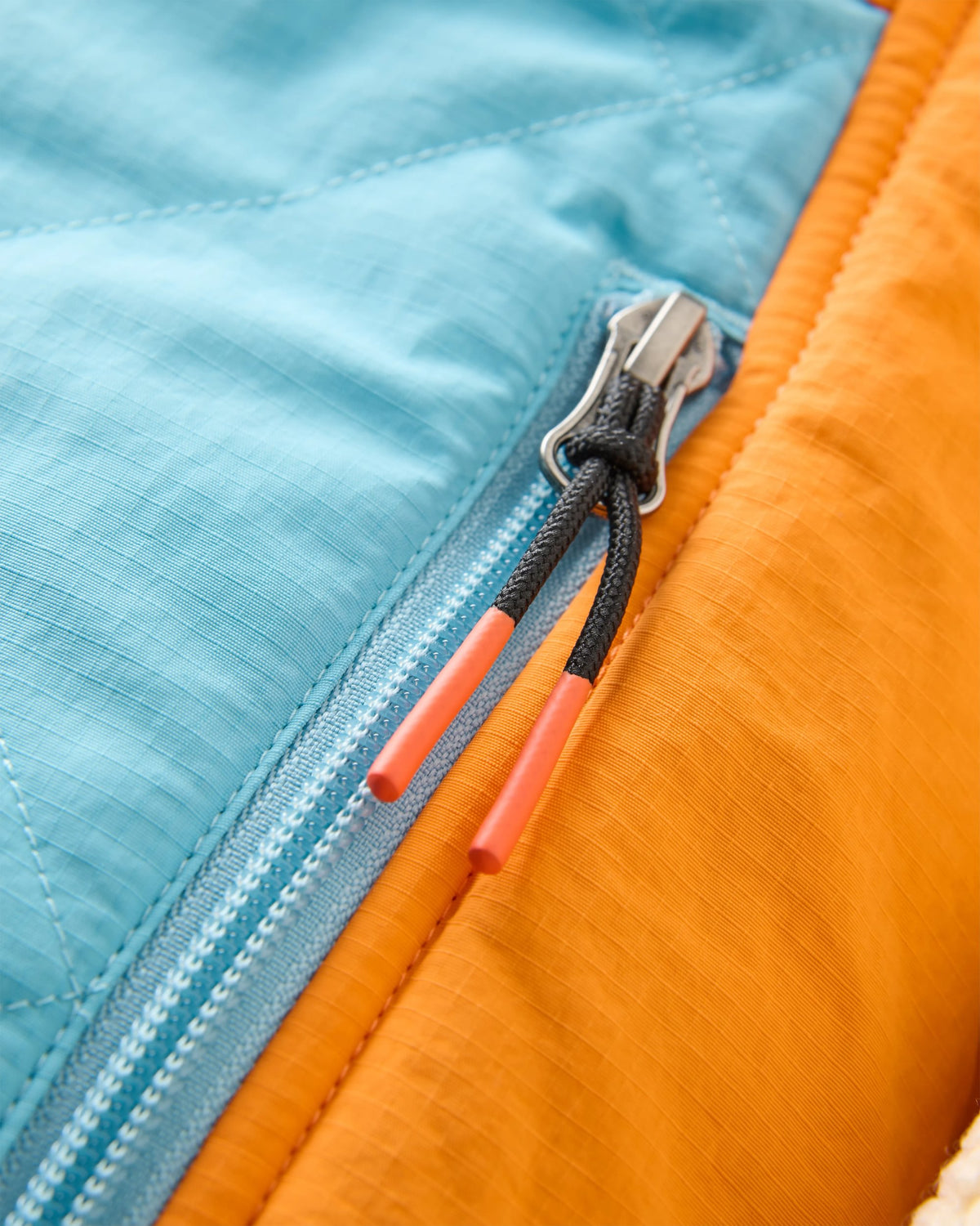 Lara Quilted Jacket - Oat/Retro Blue/Bright Orange - Flatlay