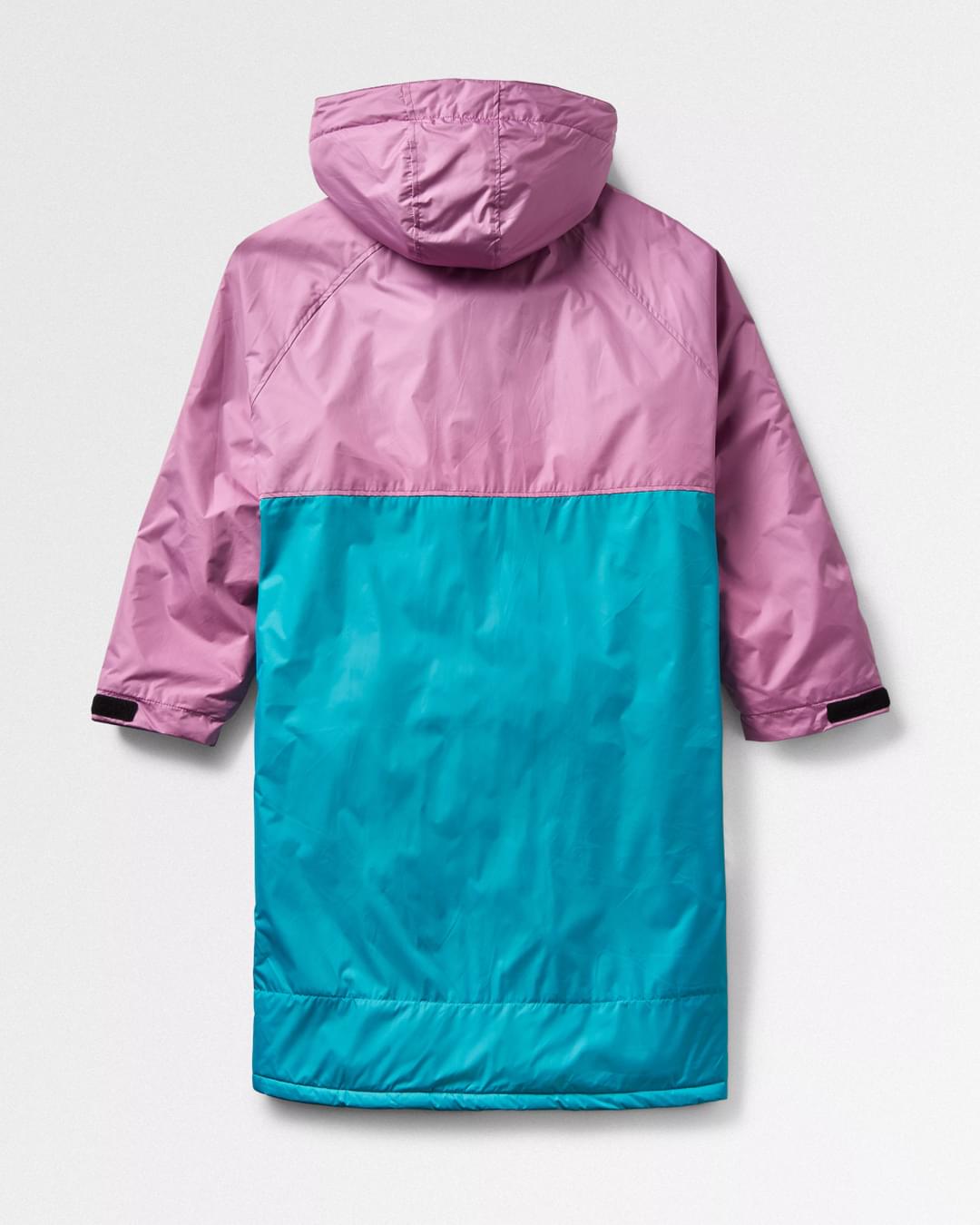 Roaming Recycled Sherpa Lined Changing Robe - Viridian Green/Orchid - Flatlay