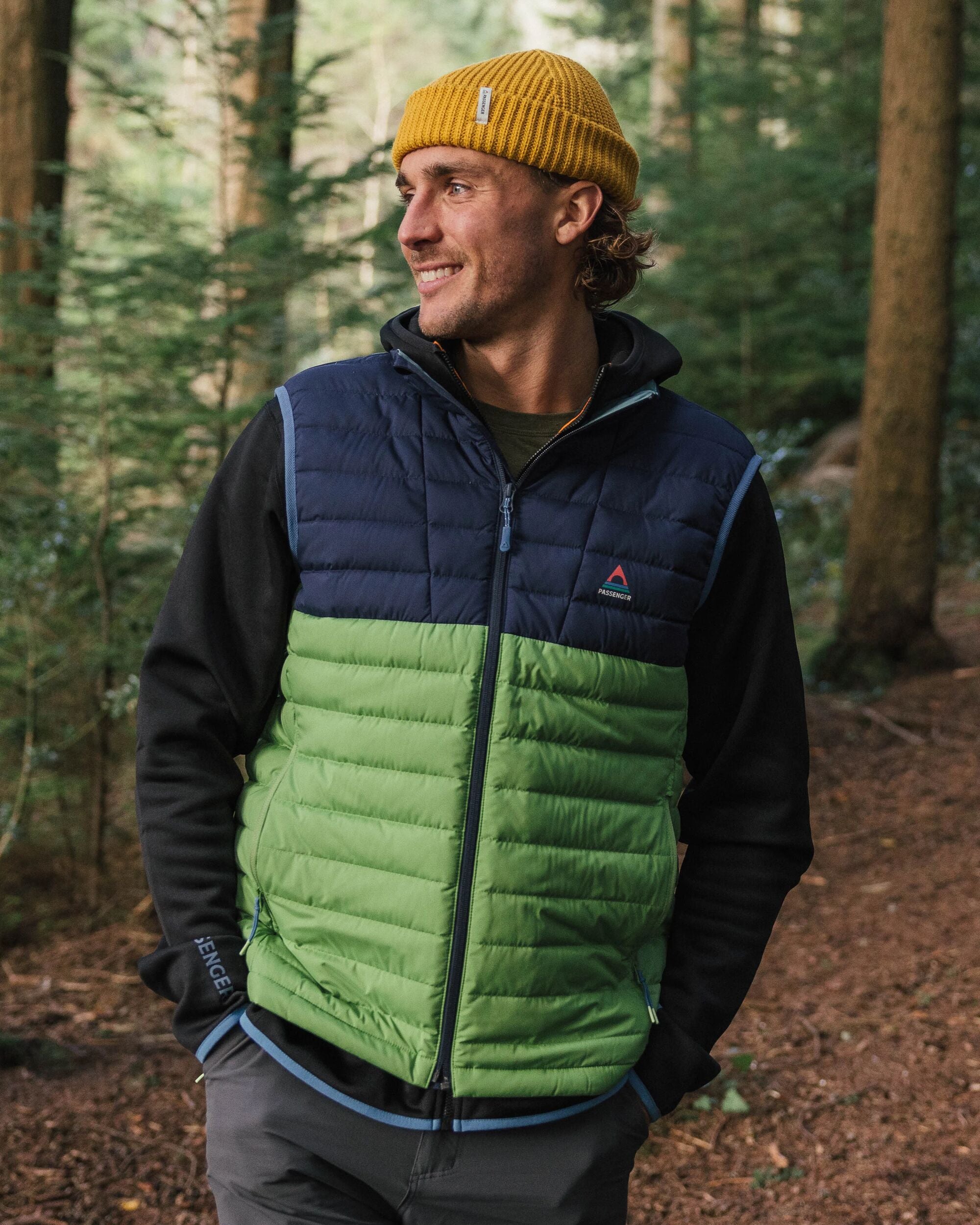 Ashland Down Recycled Vest - Rich Navy/Pear Green - Lifestyle