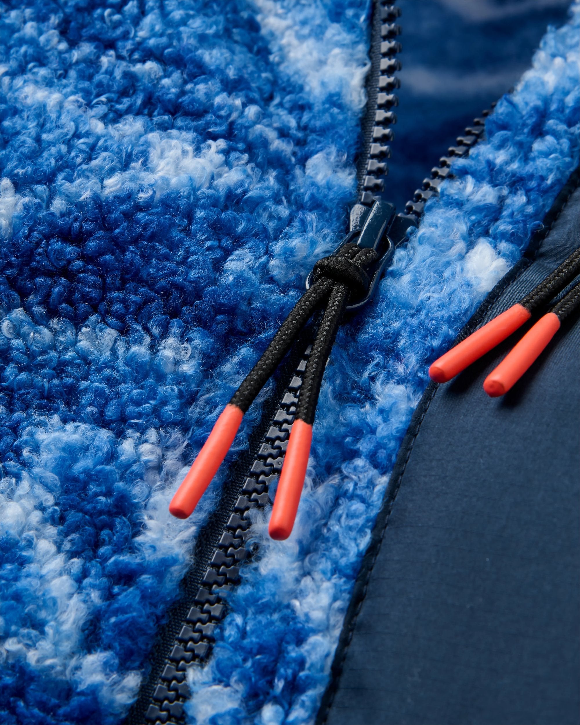 Ravi Recycled Sherpa Fleece - Tracks Electric Blue - Flatlay