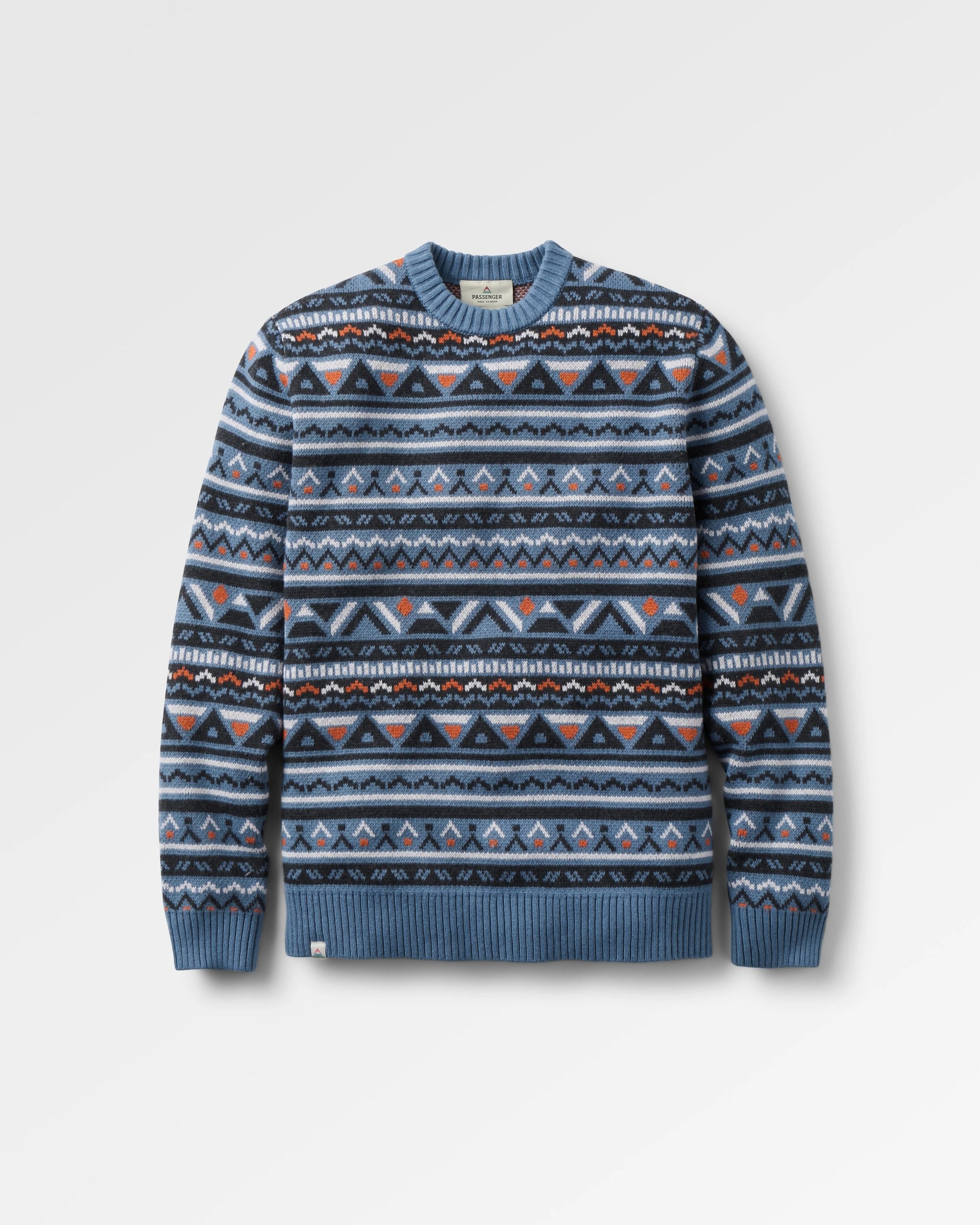 Stoked Knitted Jumper - Faded Denim Multi - Flatlay
