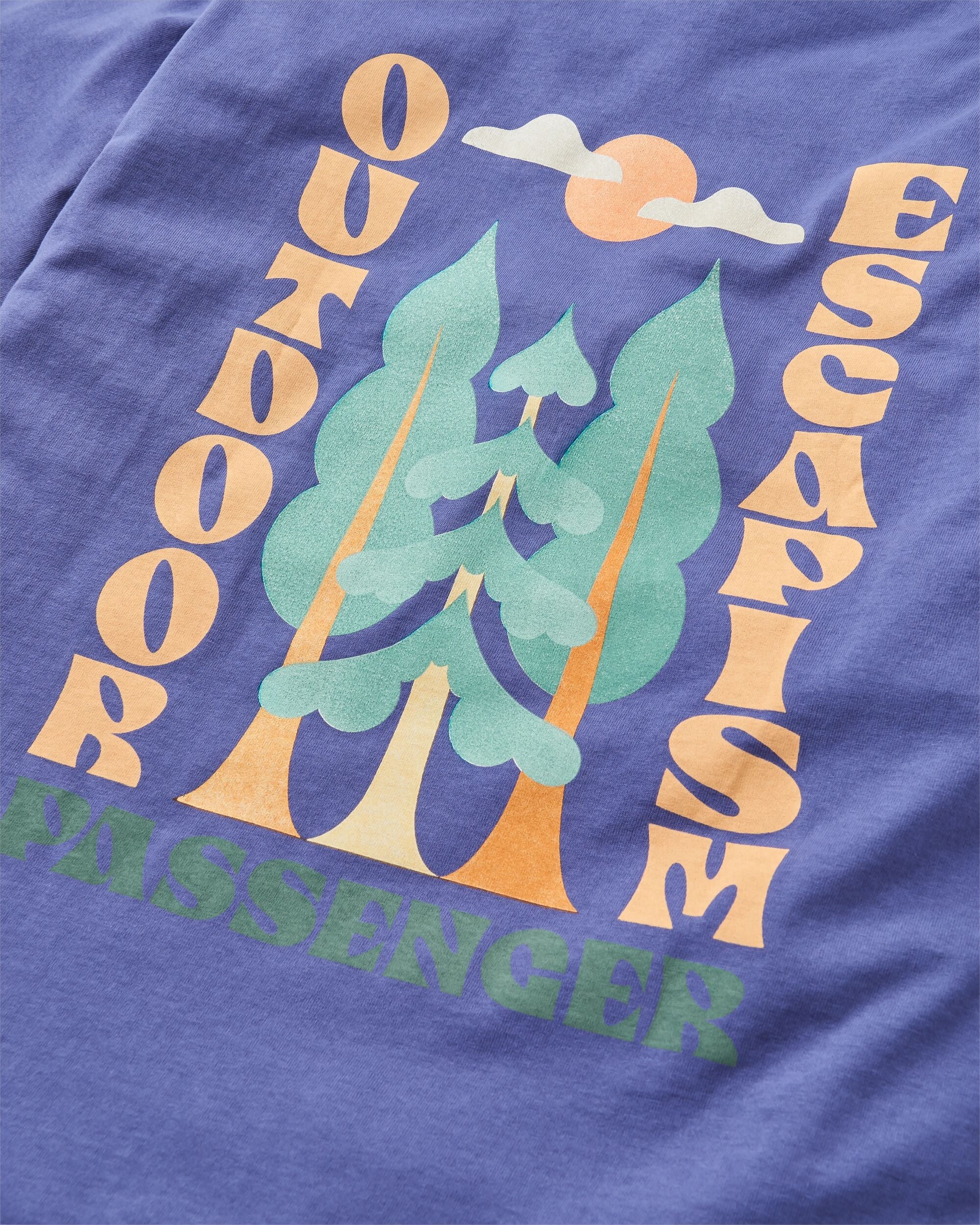 Tall Pines Men's Recycled Cotton T-Shirt - Purple Indigo - Flatlay