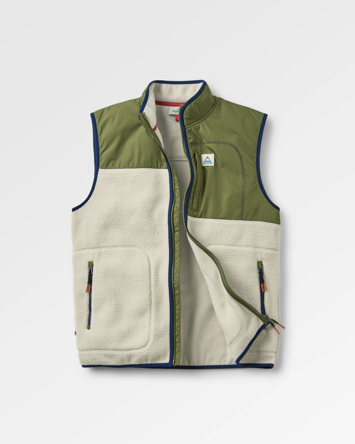 Offgrid Sherpa Fleece Vest - Oatmeal/Khaki - Flatlay