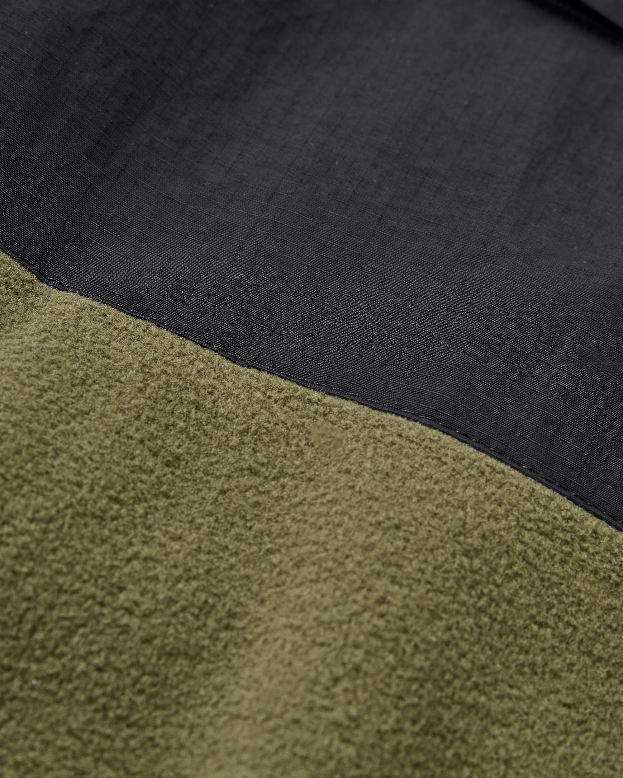 Woodland Hooded Recycled Polartec® Fleece - Black/Khaki - Flatlay