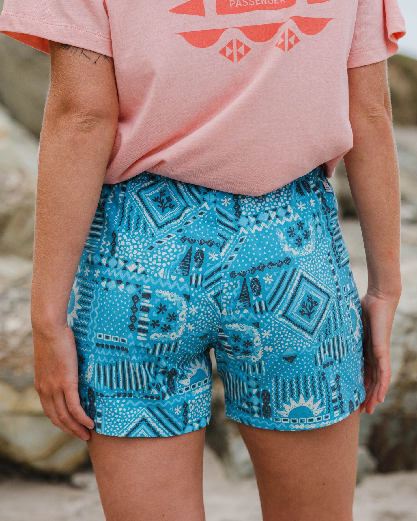 Way Out Recycled All Purpose Short - Vintage Patchwork Blue Pool - Lifestyle