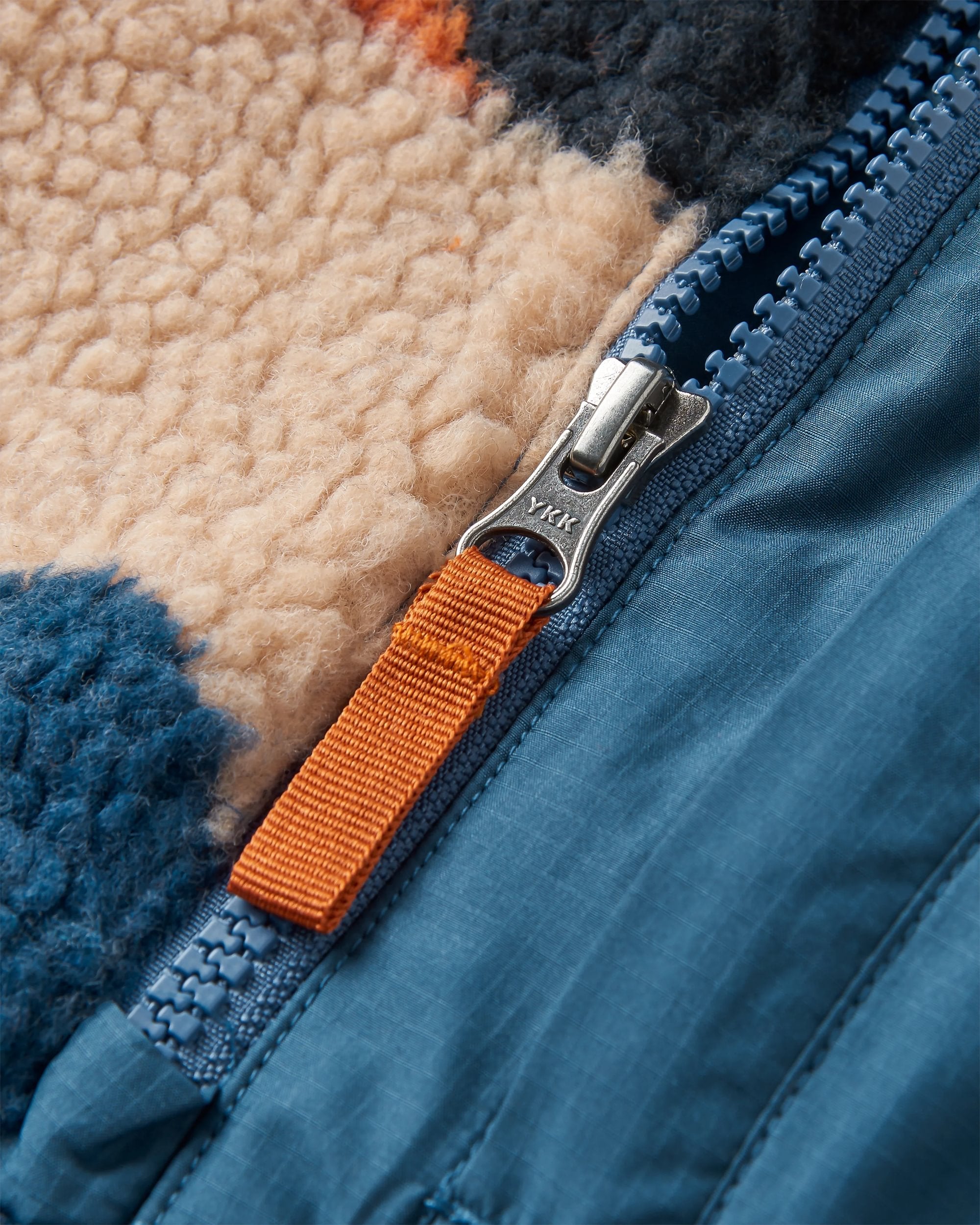 Offroad Recycled Sherpa 1/2 Zip Fleece - Vista Patchwork Dark Denim - Flatlay