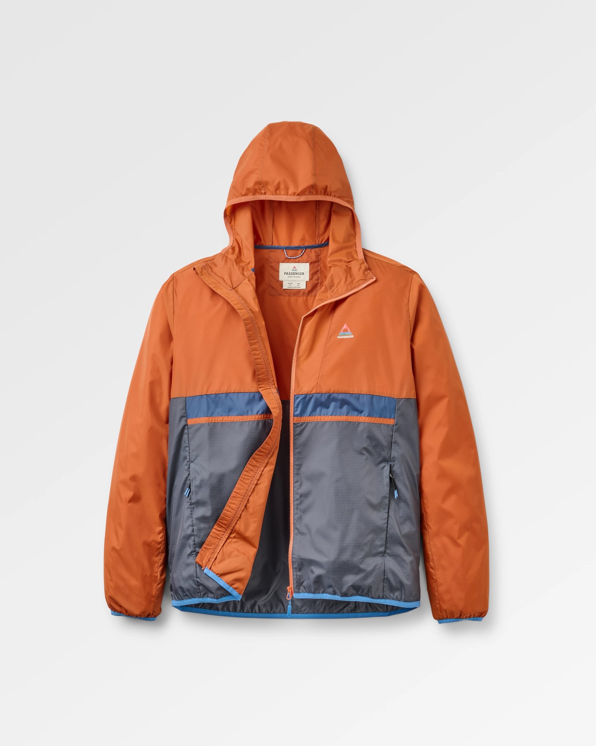 Gusto Recycled Windshell Jacket - Sunset Orange/Charcoal - Flatlay